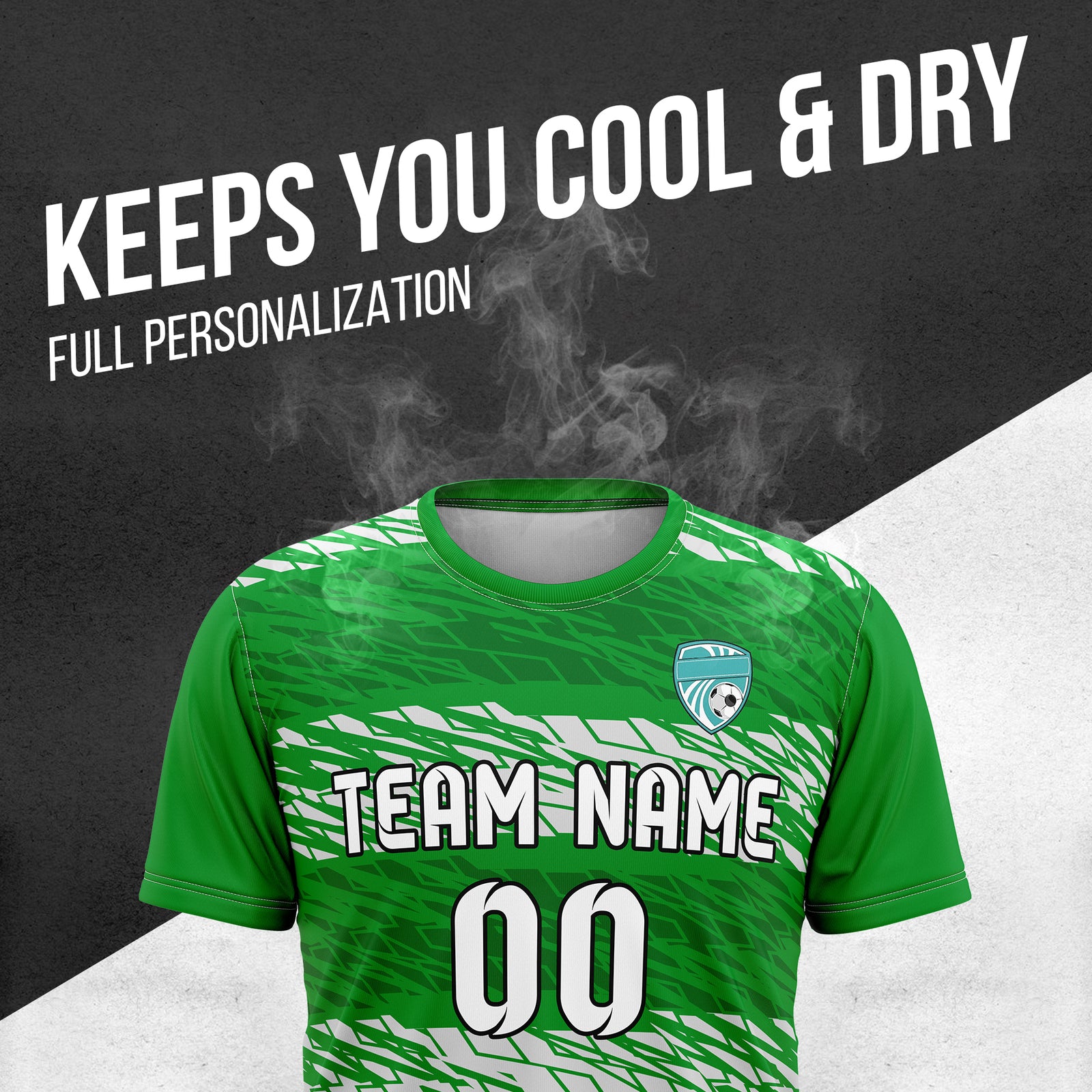 Custom Flare Strike R-Full Pattern Soccer Green Sport Tops Jersey