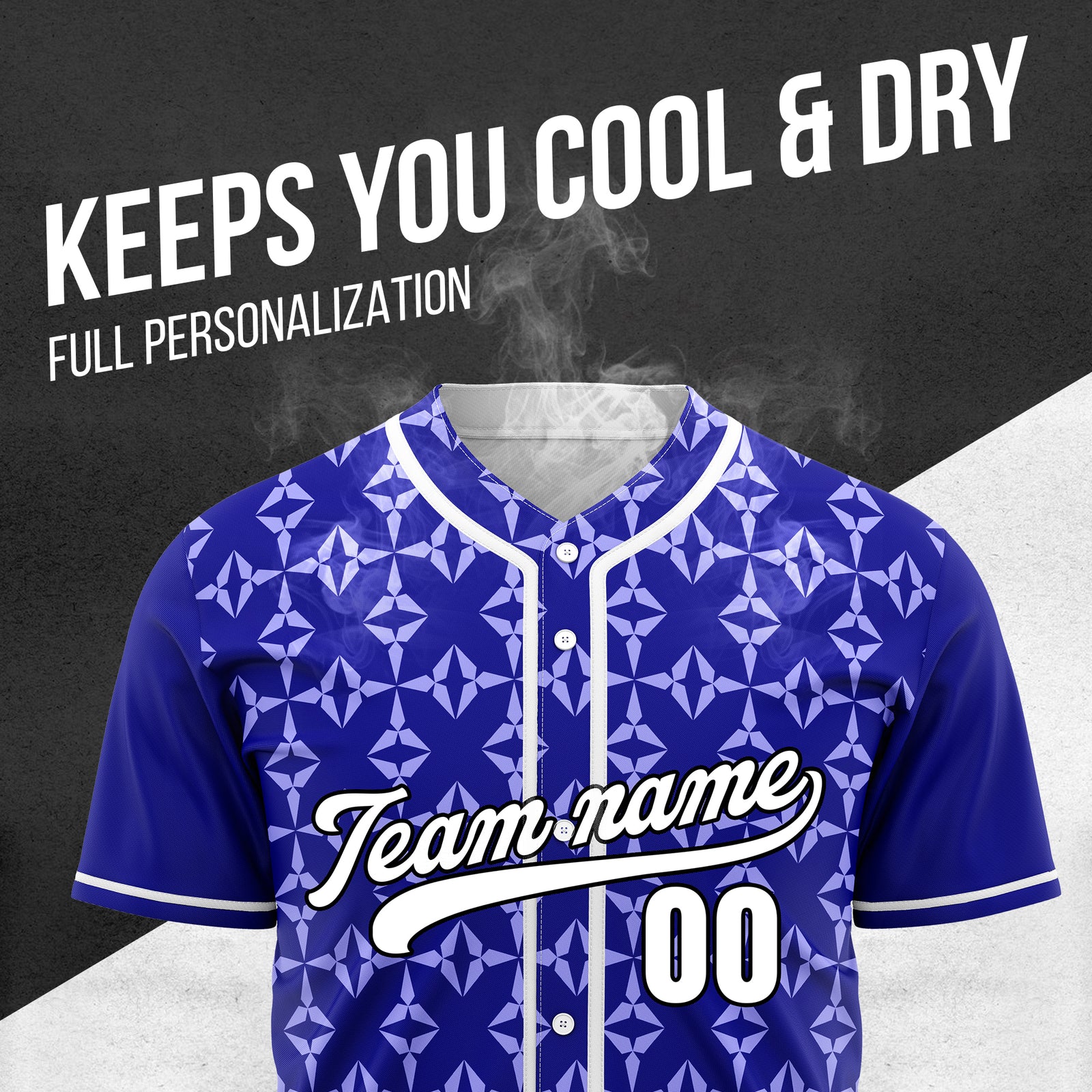 Custom Rhombic Blue Sports Baseball Jersey Personalized Uniform with Name & Number