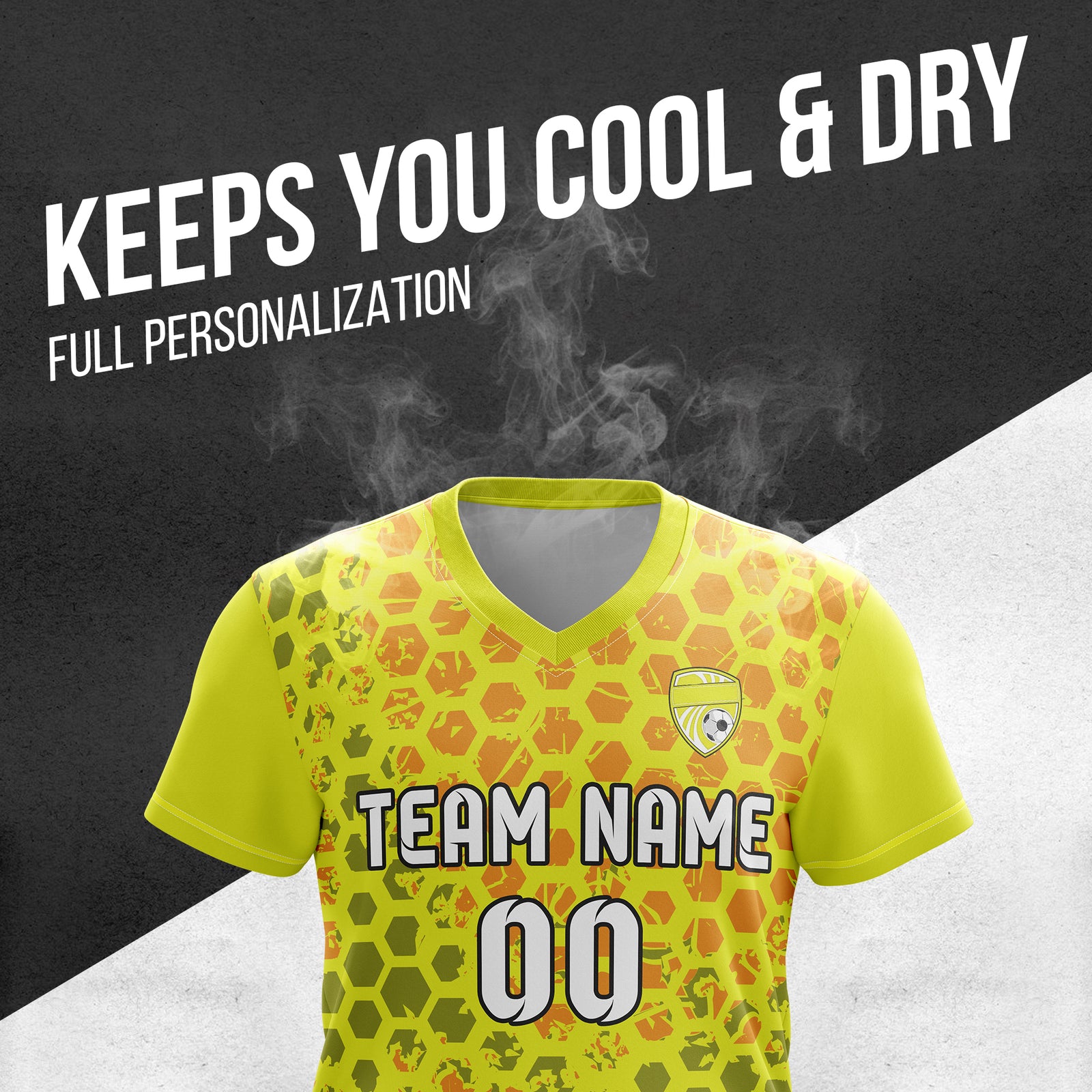 Custom Hex V-Full Pattern Yellow Soccer sport Tops Jersey
