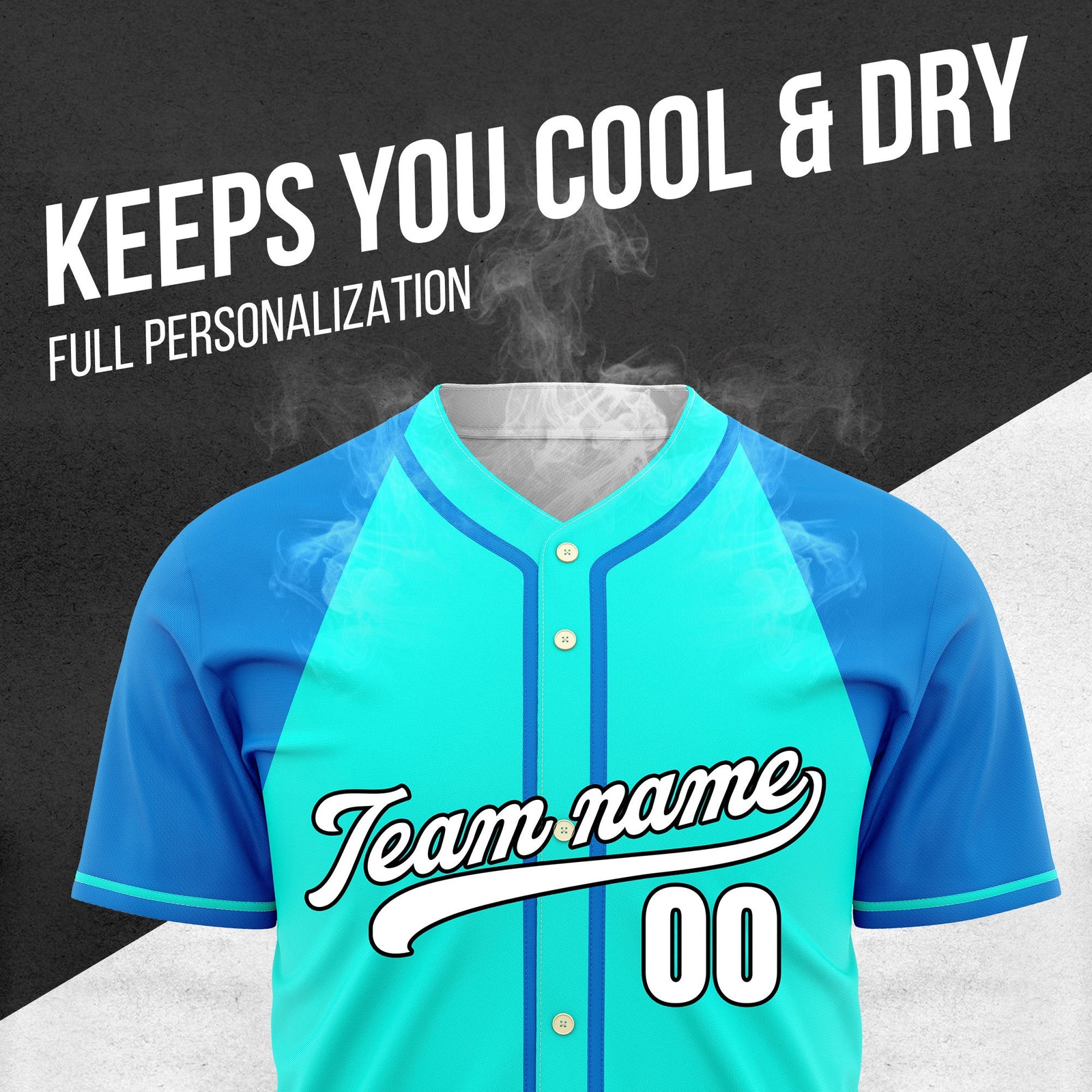 Custom Desert Blaze Aqua Raglan Style Baseball Sports Jersey Personalized Uniform with Name & Number