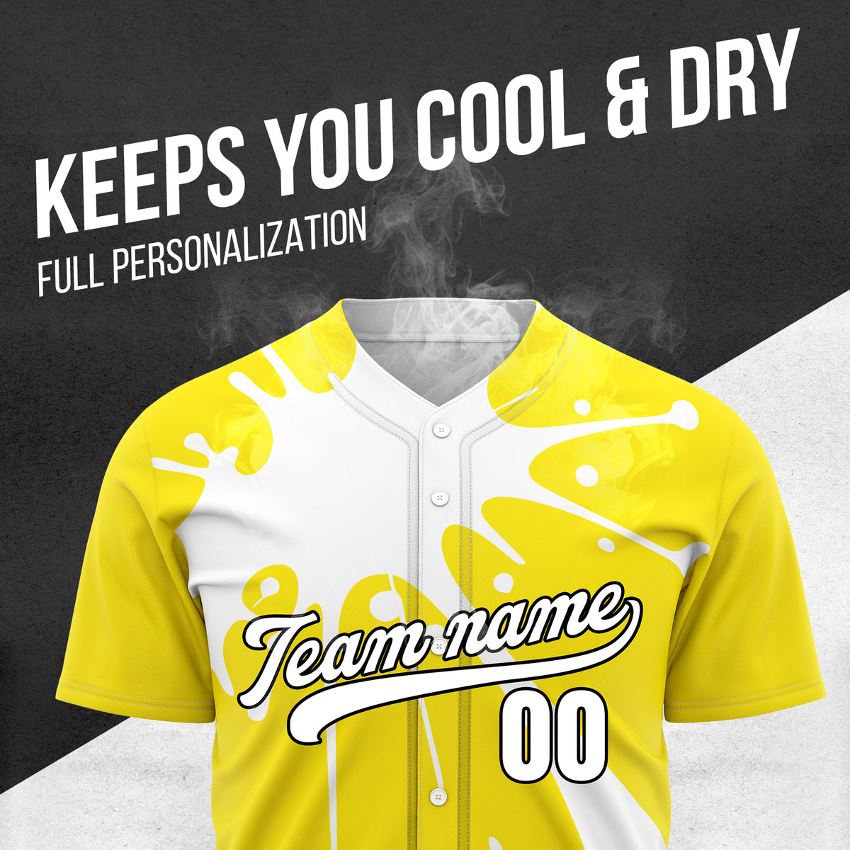 Custom Paint Burst Yellow Sports Jersey Personalized Uniform with Name & Number