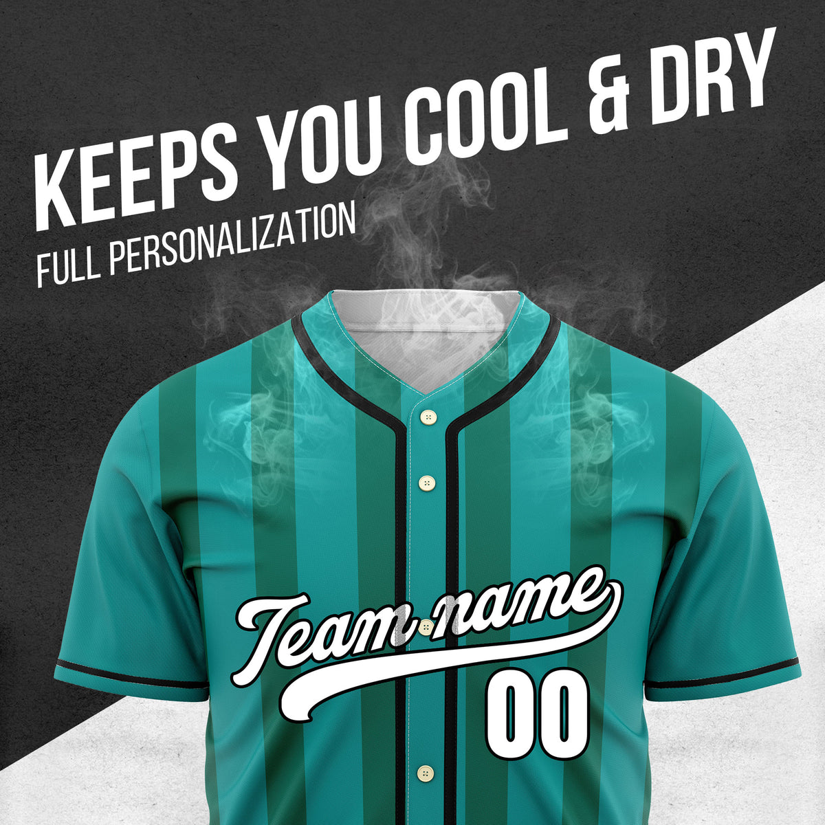 Custom Strikeforce Teal Raglan Style Baseball Sports Jersey Personalized Uniform with Name & Number