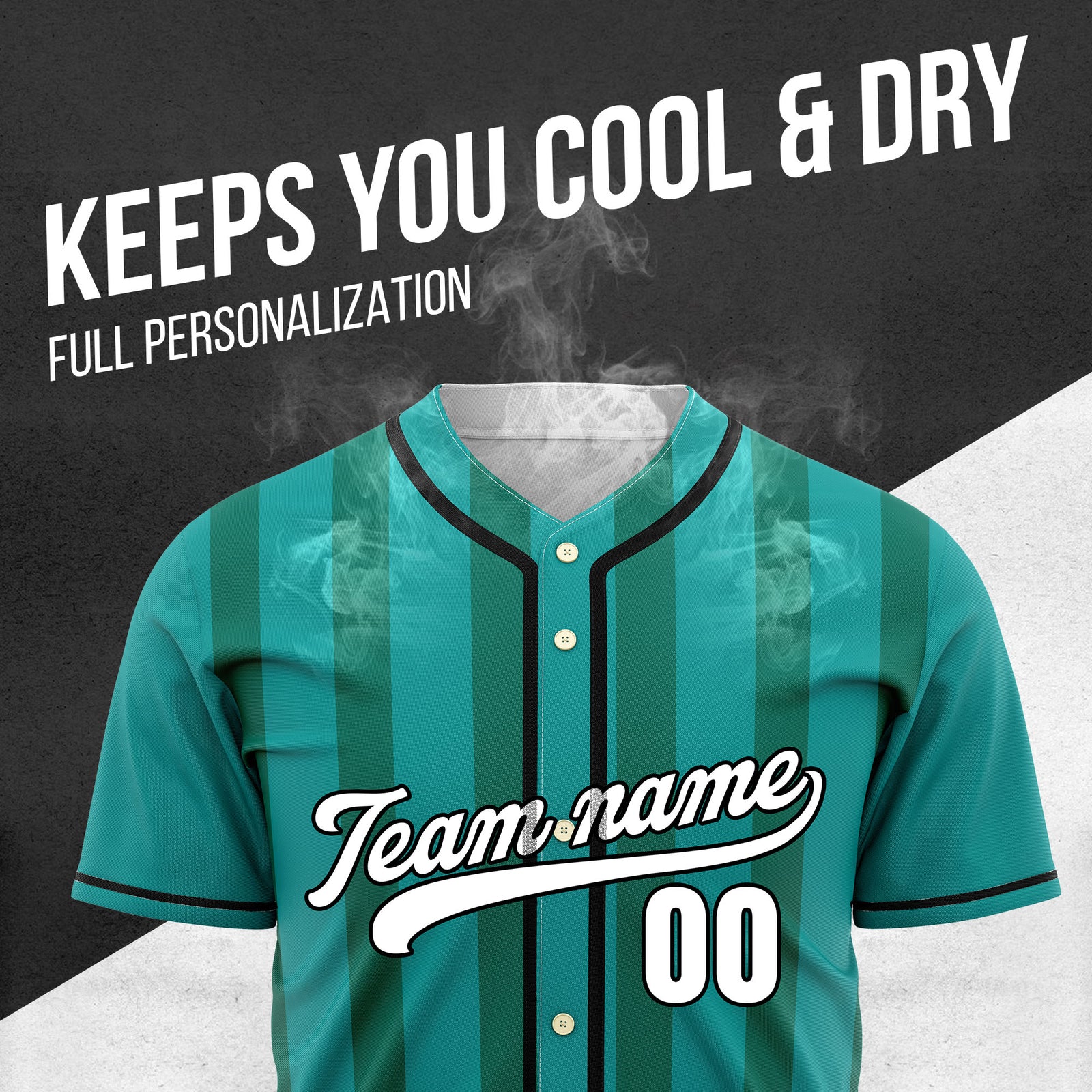 Custom Strikeforce Teal Raglan Style Baseball Sports Jersey Personalized Uniform with Name & Number