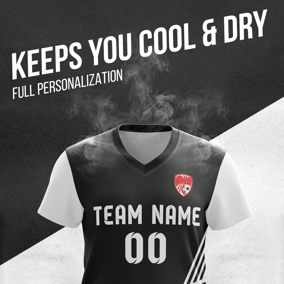 Custom Rapid Line V-Side Pattern Black Soccer sport Tops Jersey