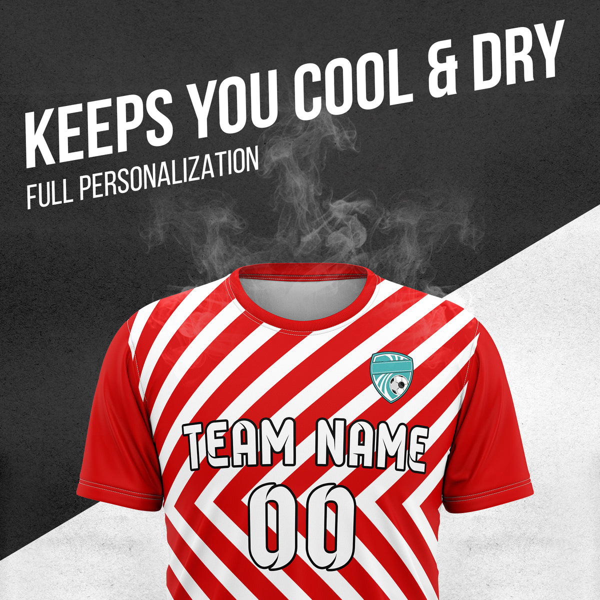 Custom SwiftStripe Red Soccer sport Tops Jersey