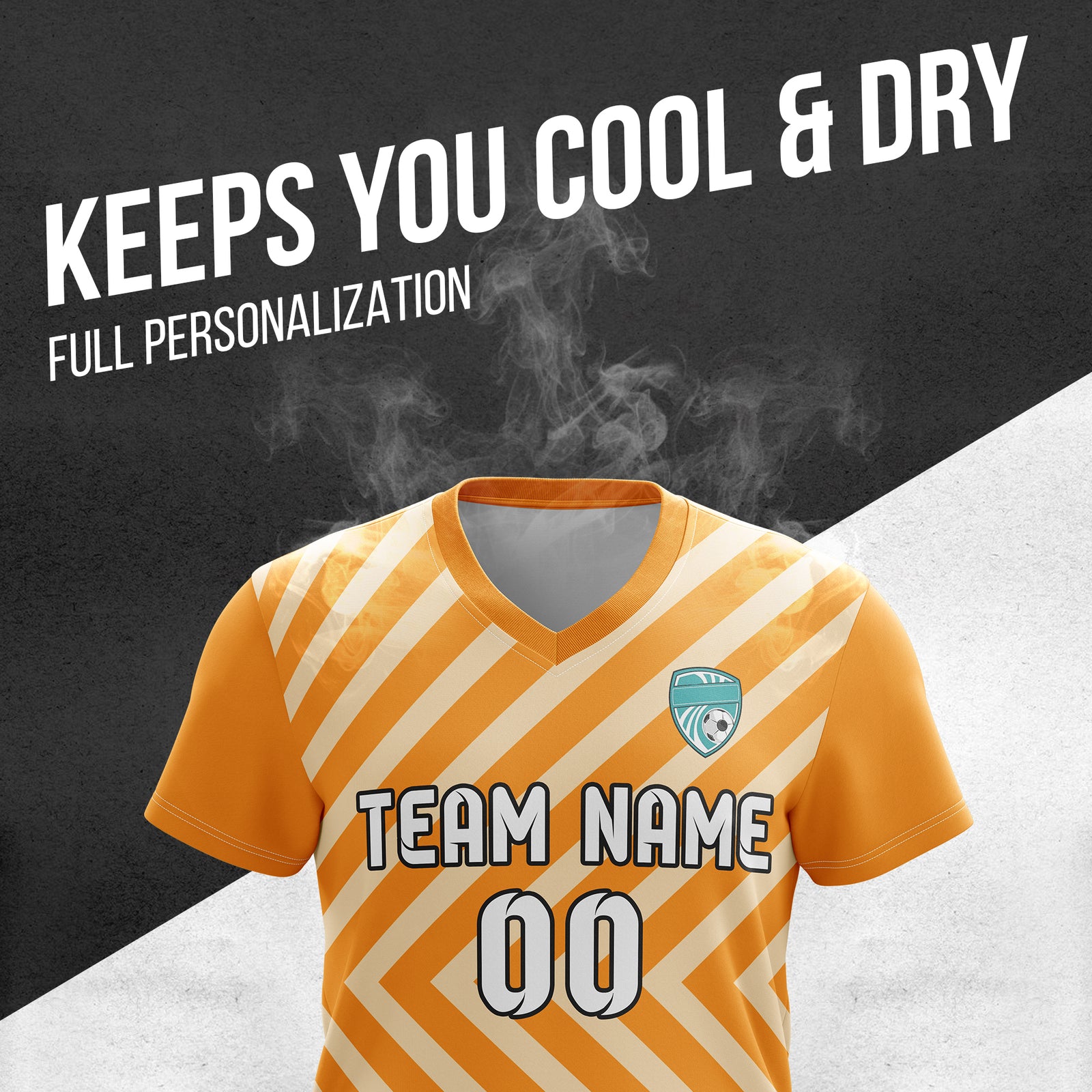 Custom Swift Stripe V-Neck Orange Soccer sport Tops Jersey