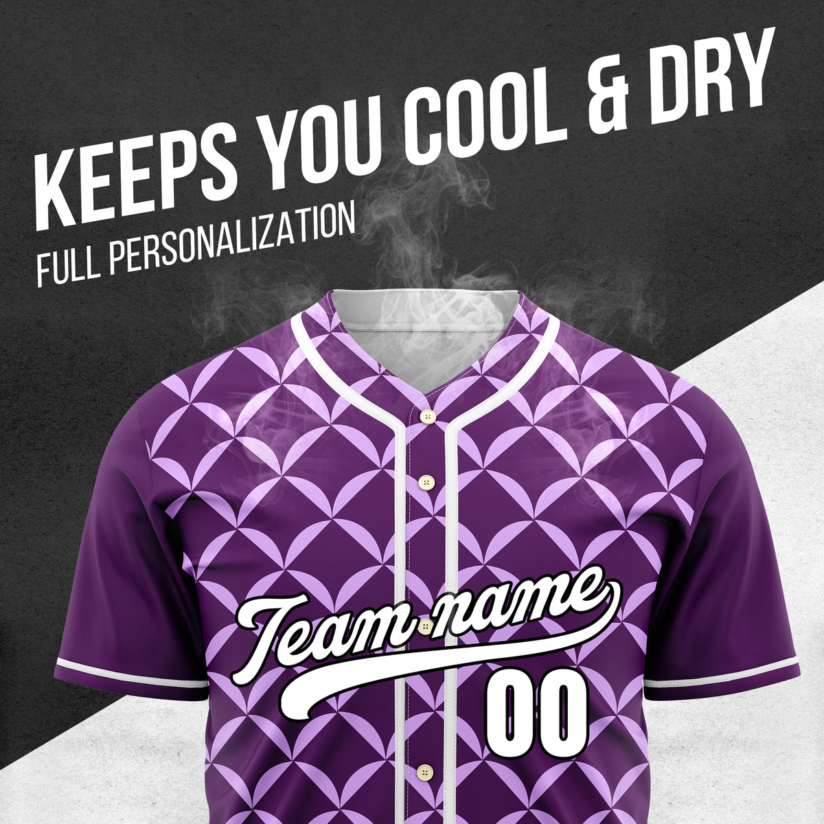 Custom Vertex Vibe Purple Baseball Sports Jersey Personalized Uniform with Name & Number