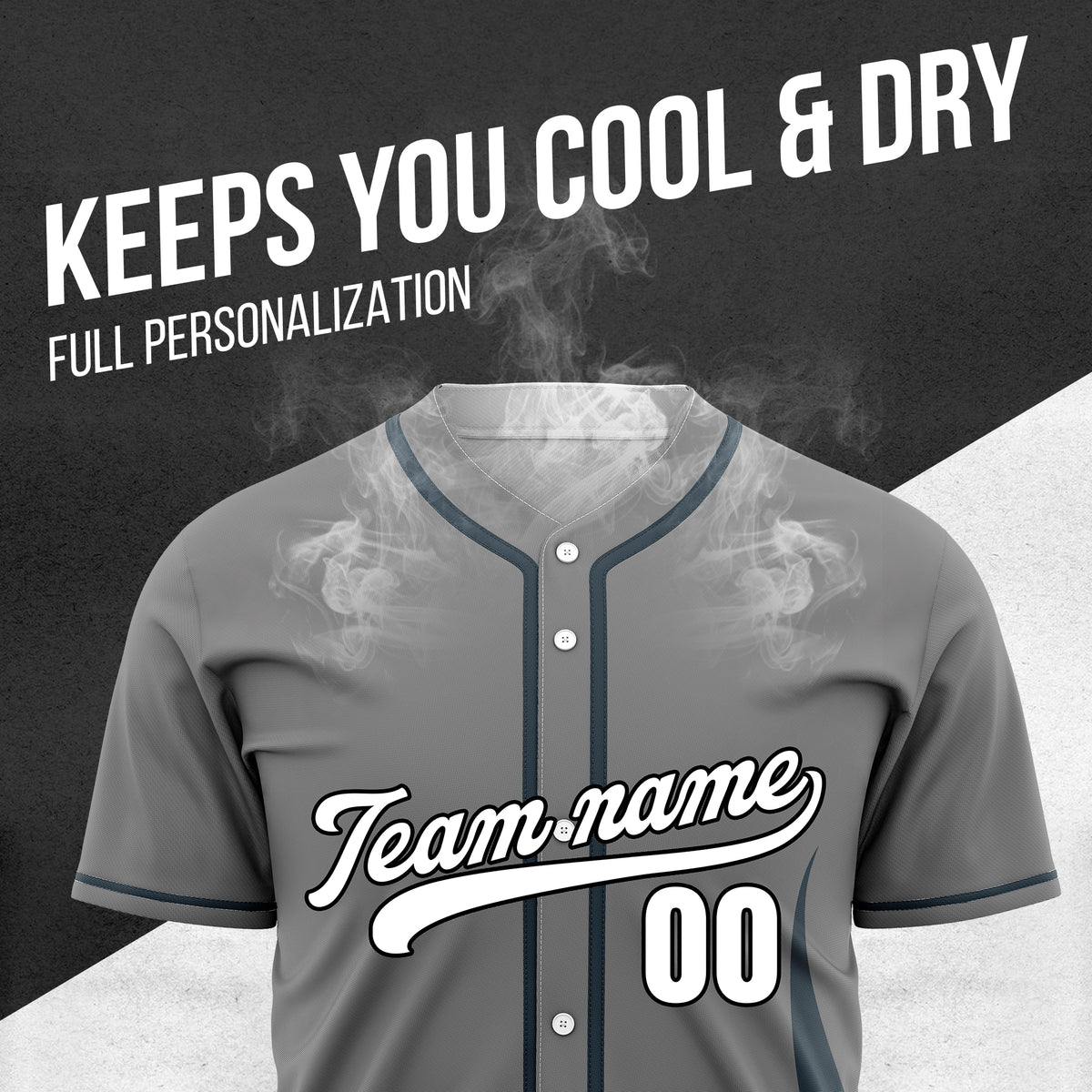 Custom Fire Pulse Grey Baseball Sports Jersey Personalized Uniform with Name & Number