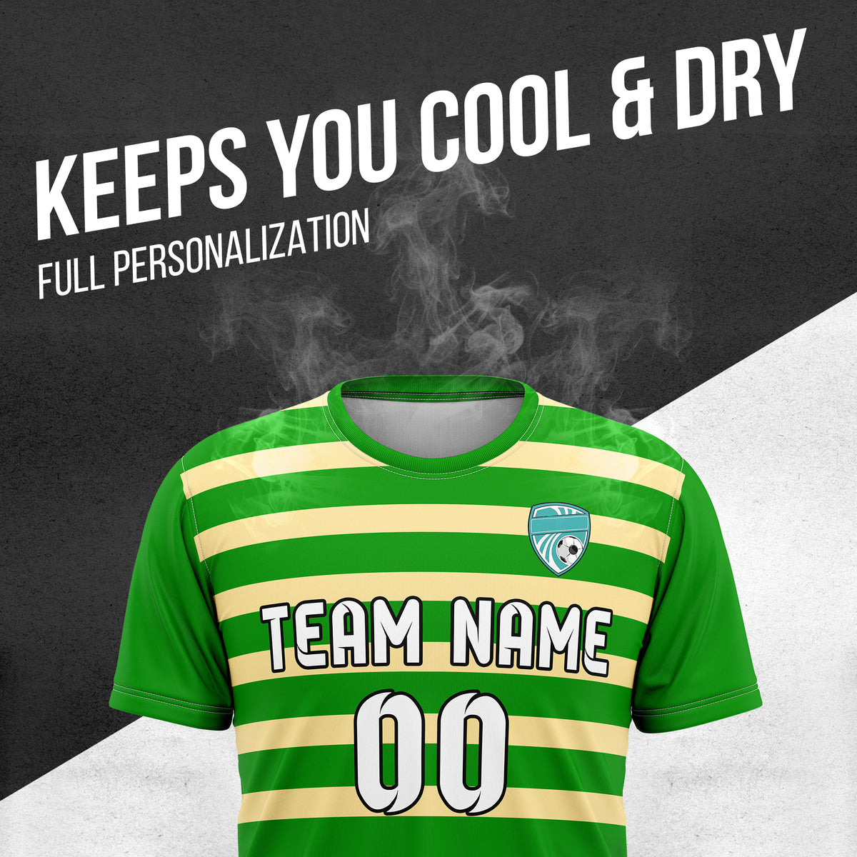 Custom Royal Stripe Green Soccer sport Tops Jersey