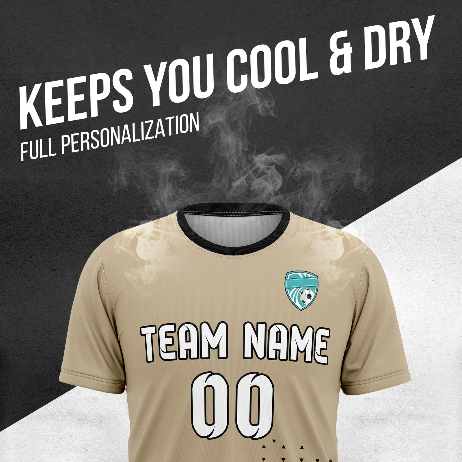 Custom Tri-Edge R Side Pattern Soccer khaki Sport Tops Jersey
