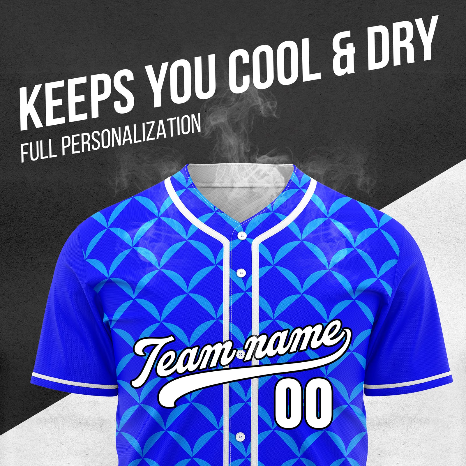 Custom Vertex Vibe Blue Baseball Sports Jersey Personalized Uniform with Name & Number