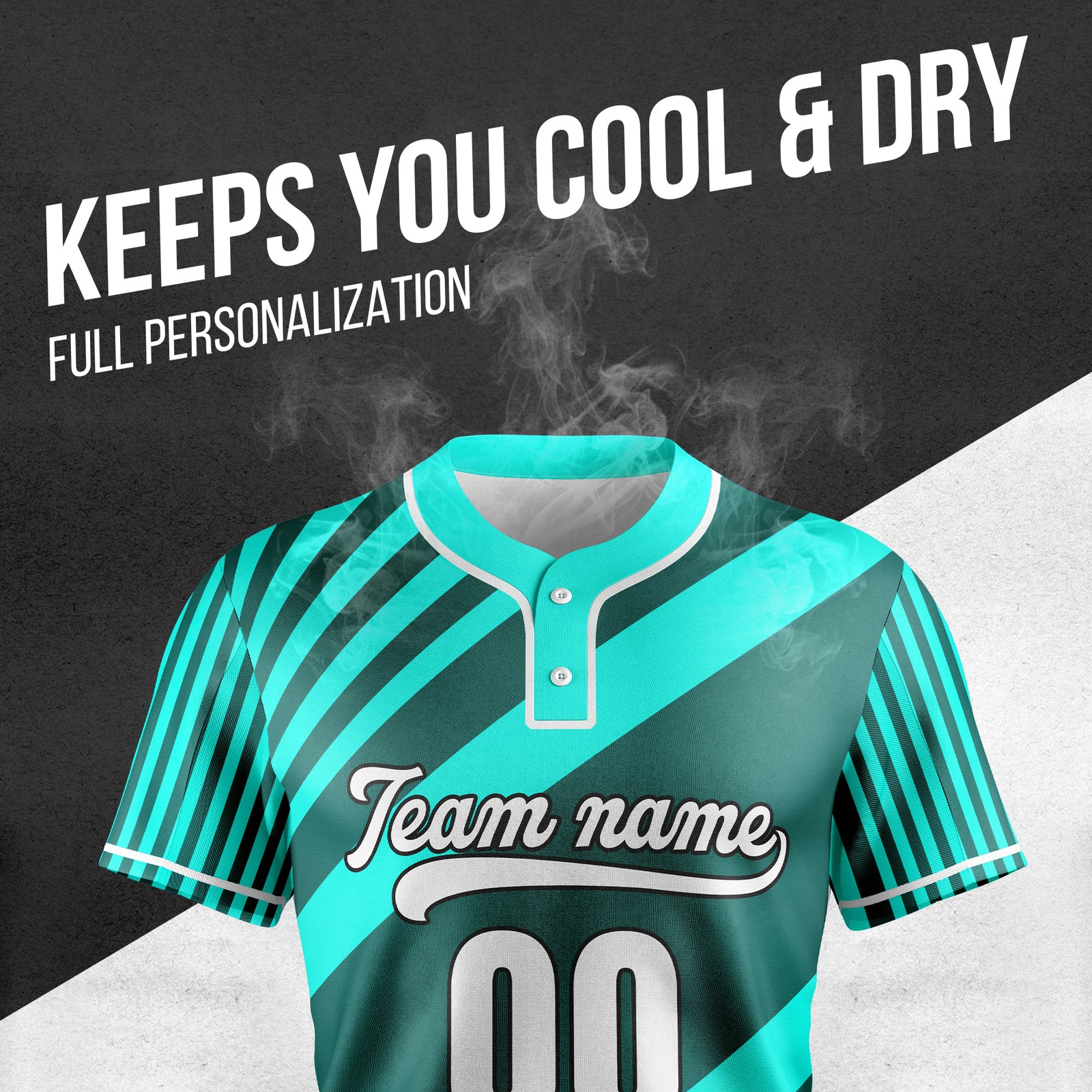 Custom Vibe Split Aqua Baseball Sports Jersey Personalized Uniform with Name & Number