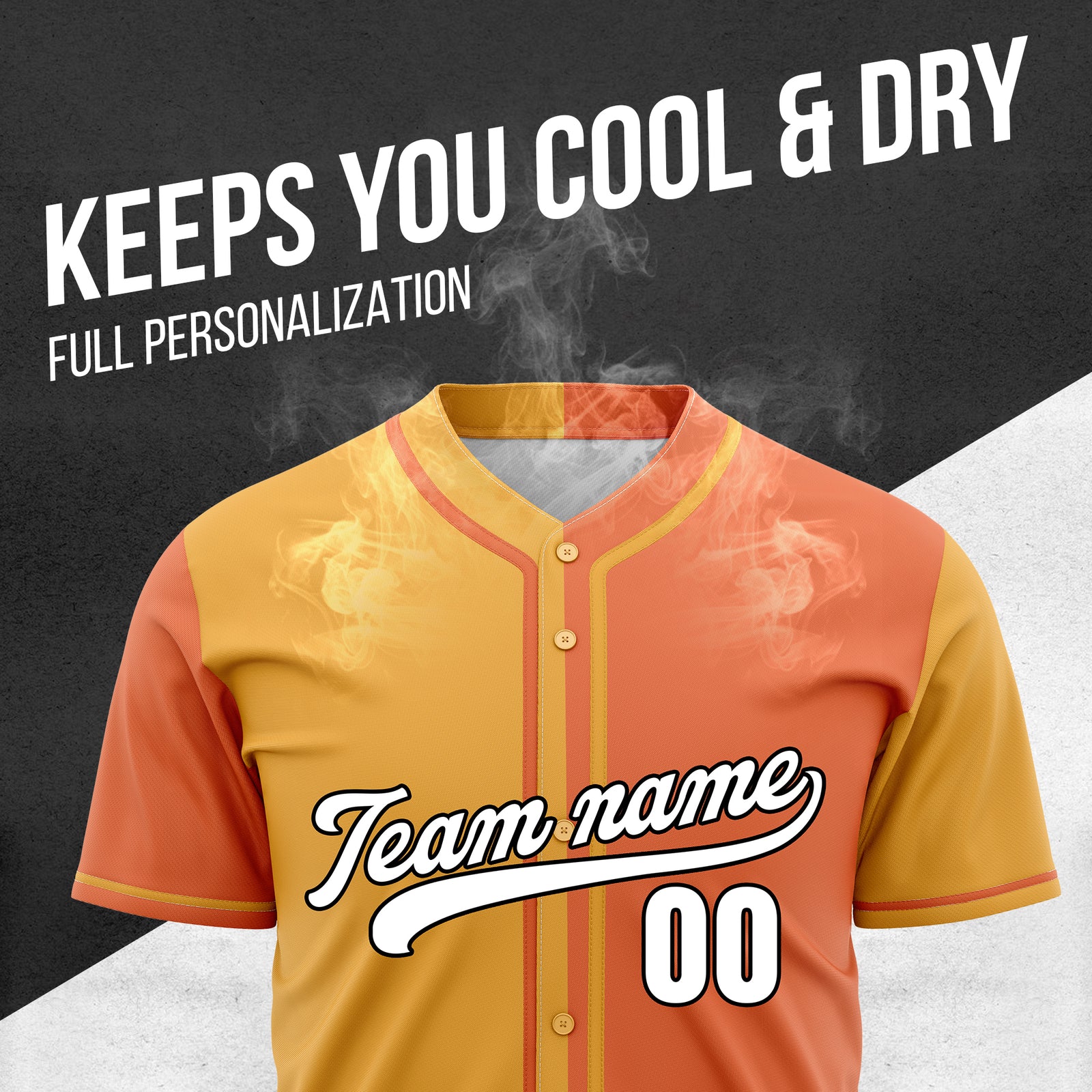 Custom Split Baseball Orange Sports Jersey Personalized Uniform with Name & Number