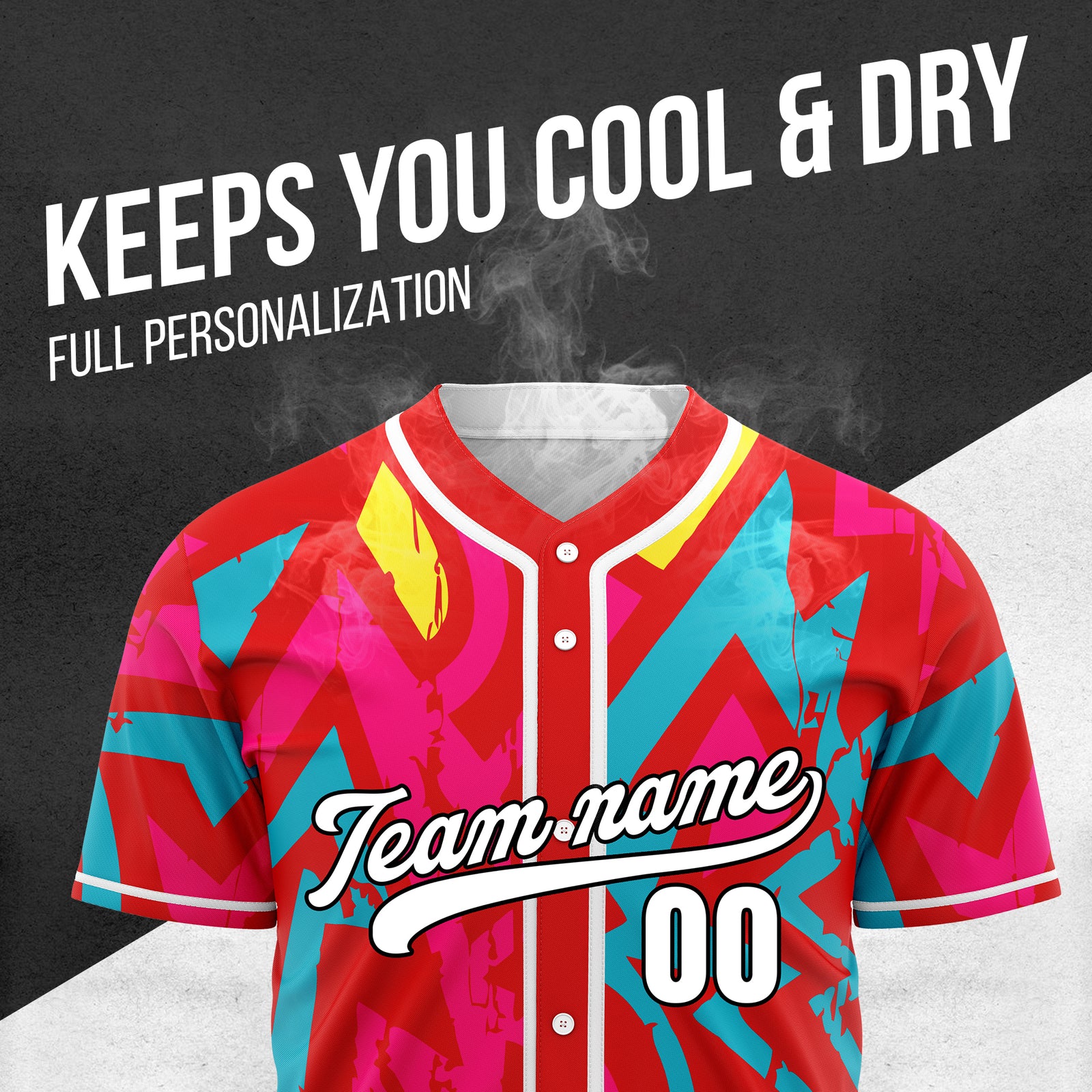 Custom Splash Red Baseball Sports Jersey Personalized Uniform with Name & Number