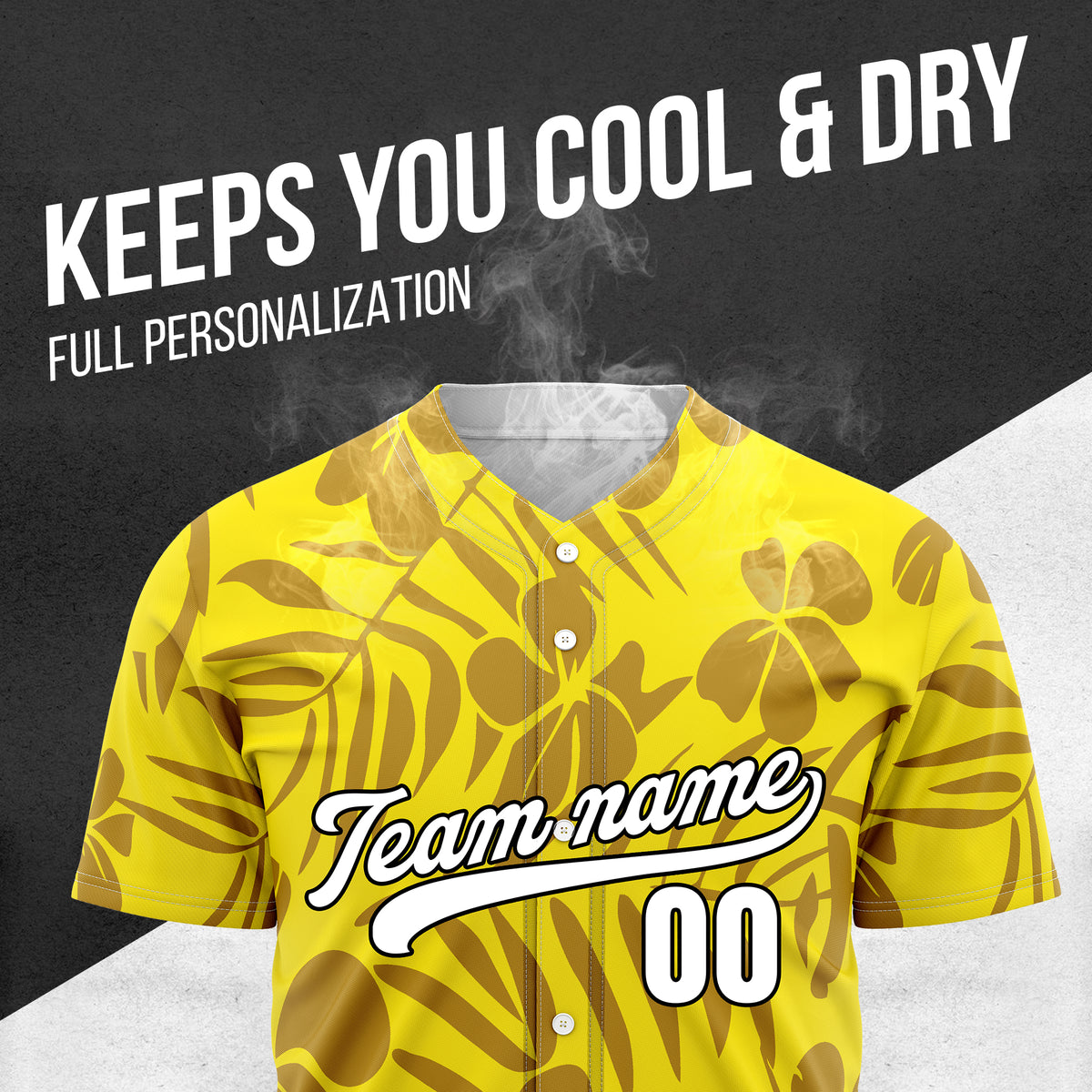 Custom Hawaiian Yellow Baseball Sports Jersey Personalized Uniform with Name & Number