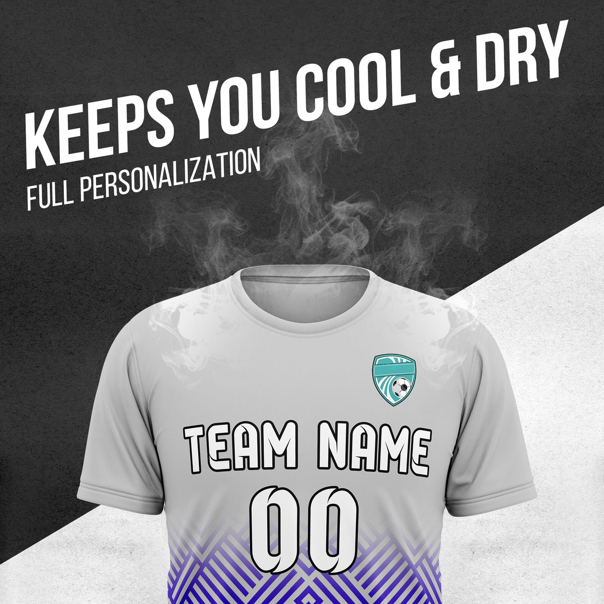 Custom Shadow Line R Side Pattern Soccer Grey Sport Tops Jersey