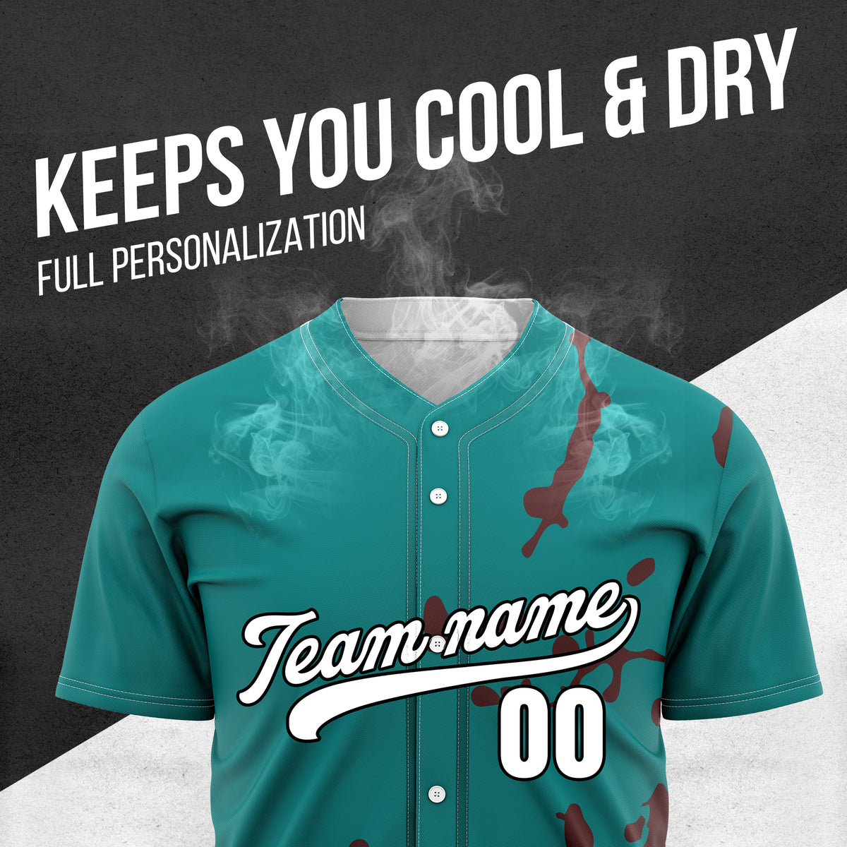 Custom Ink Paint Pop Teal Sports Jersey Personalized Uniform with Name & Number