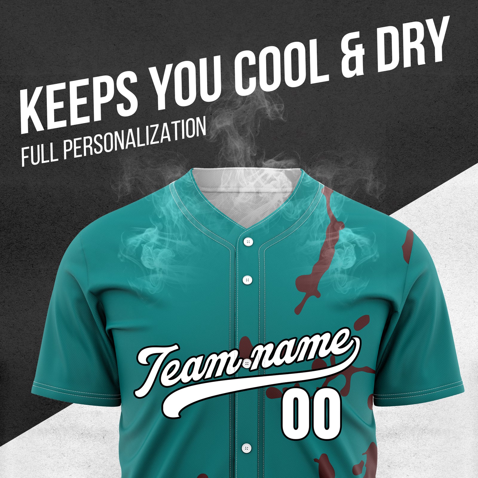 Custom Ink Paint Pop Teal Sports Jersey Personalized Uniform with Name & Number