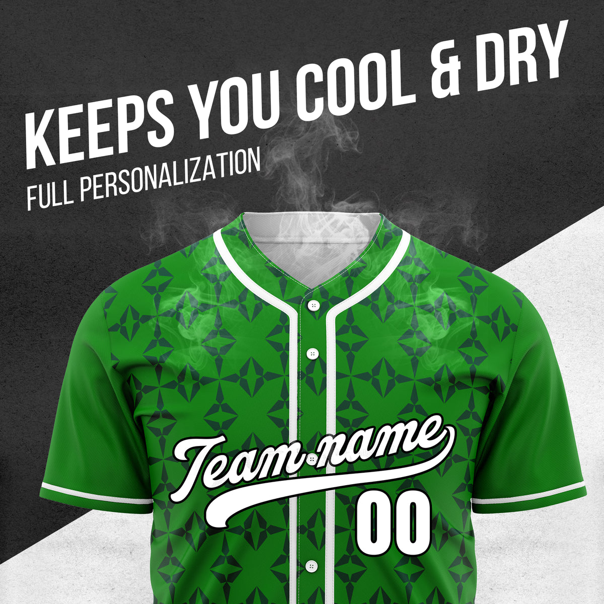 Custom Rhombic Green Baseball Sports Jersey Personalized Uniform with Name & Number