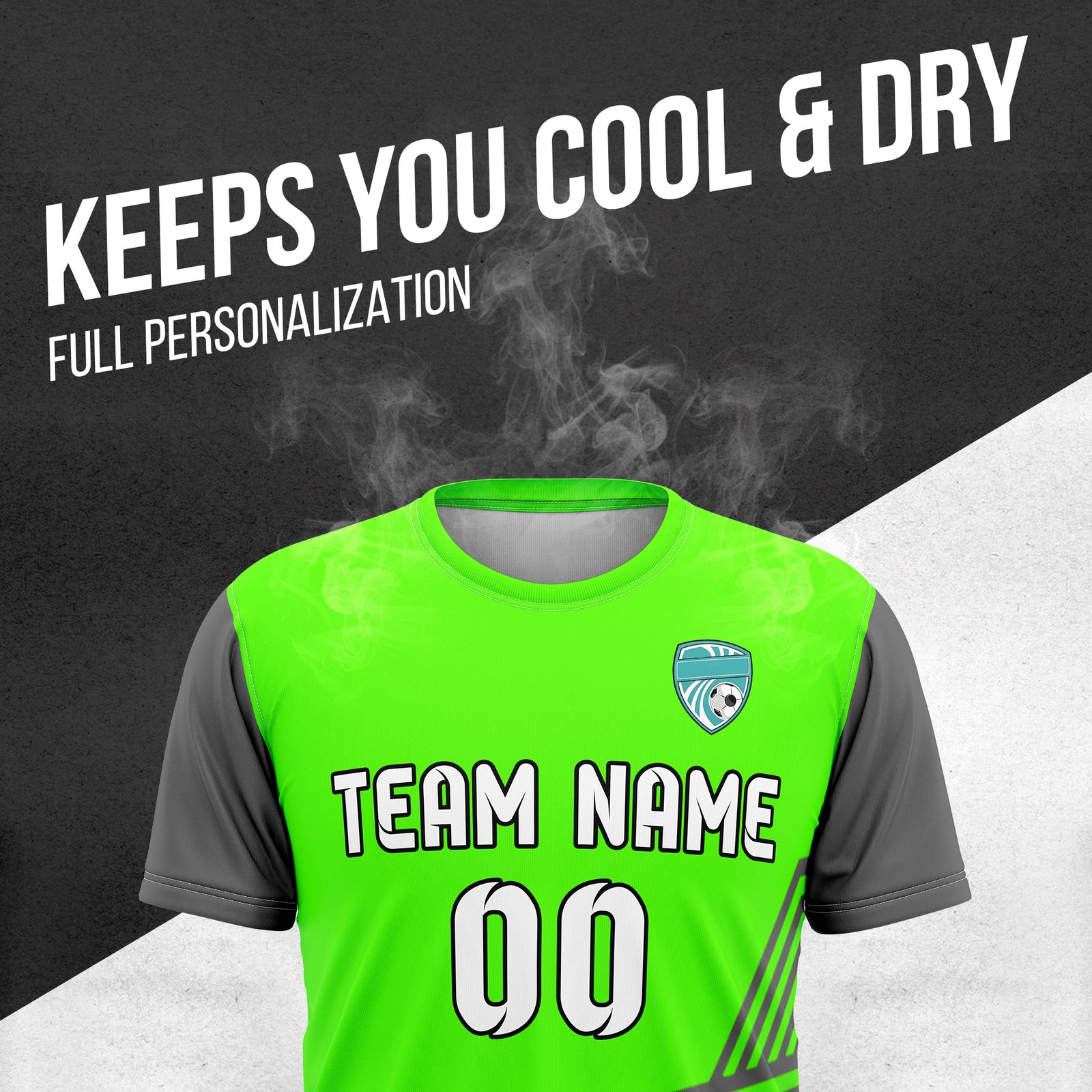 Custom Rapid Line R Side Pattern Soccer Neon Green sport Tops Jersey