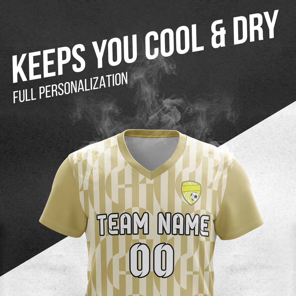 Custom Pulse Grid V-Full Pattern khaki Soccer sport Tops Jersey