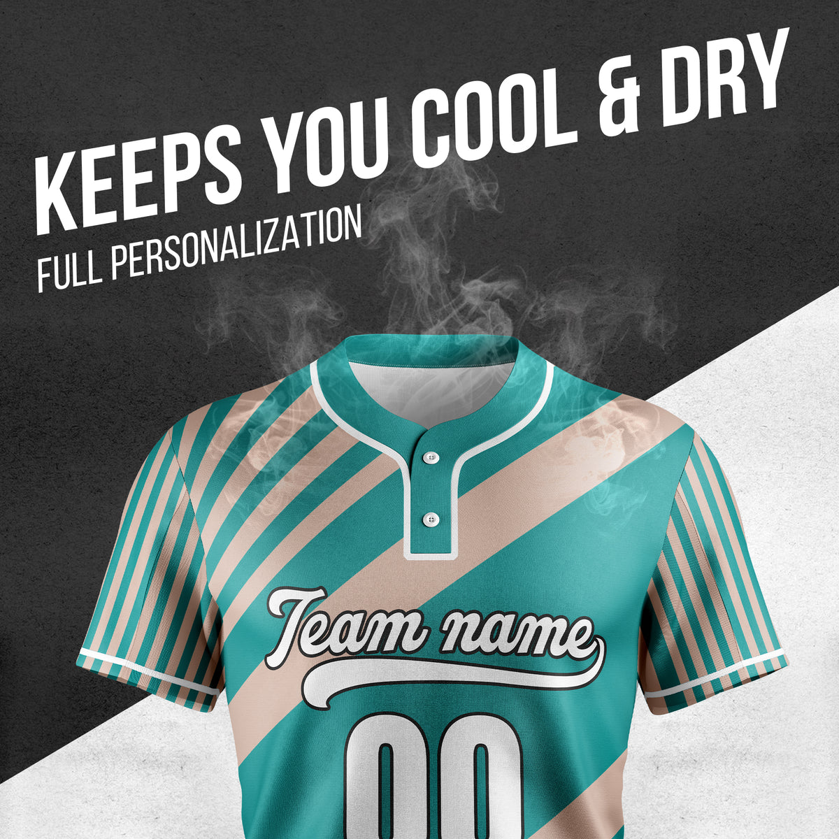 Custom Vibe Split Teal Baseball Sports Jersey Personalized Uniform with Name & Number