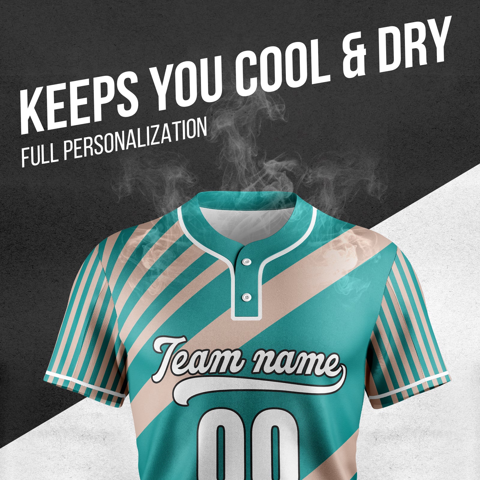 Custom Vibe Split Teal Baseball Sports Jersey Personalized Uniform with Name & Number