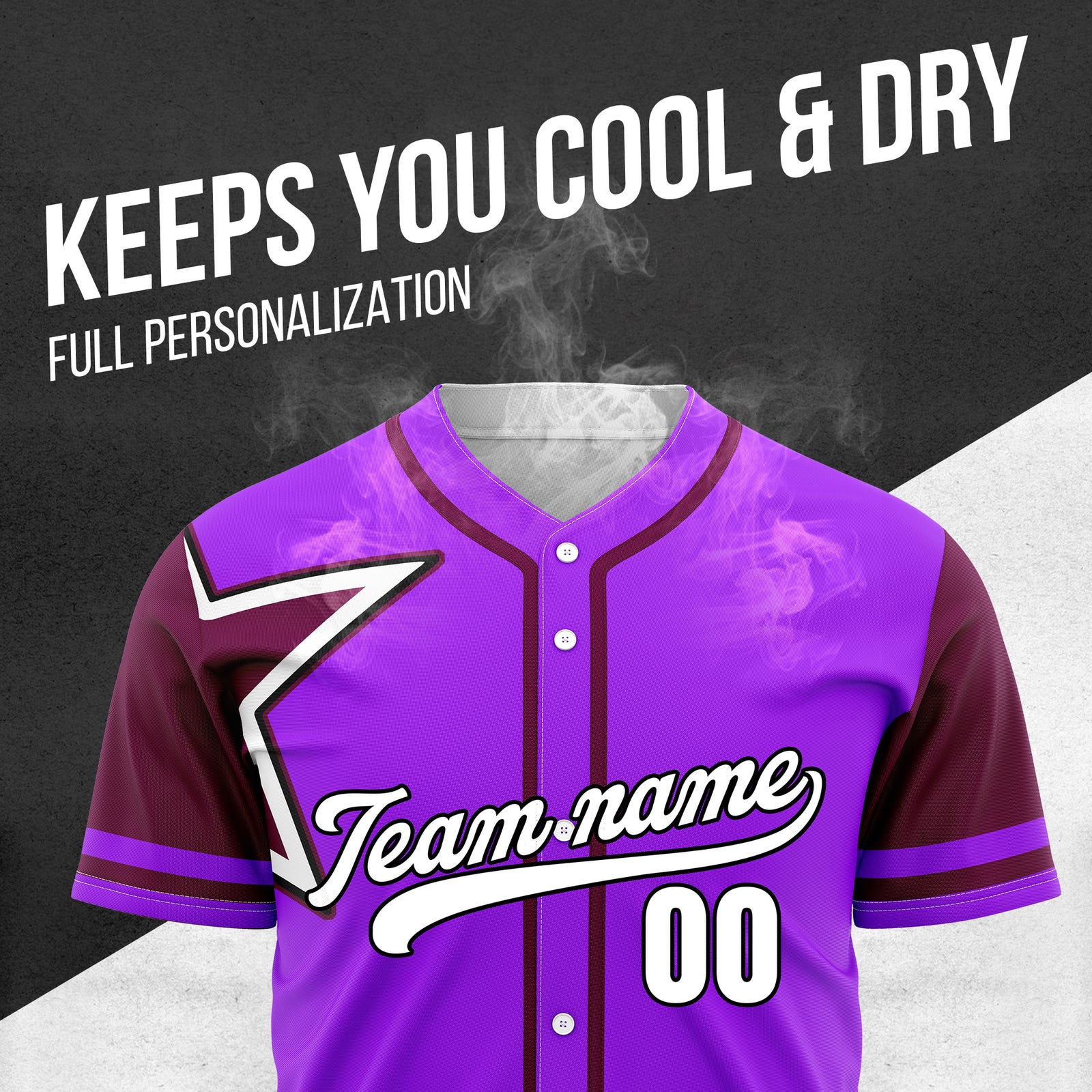 Custom Star Classic Baseball Purple Sports Jersey Personalized Uniform with Name & Number