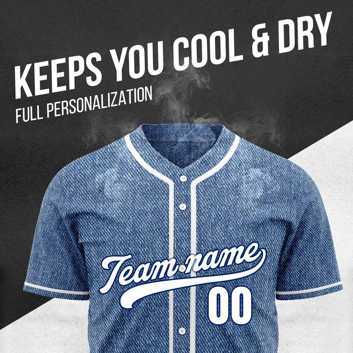 Custom Denim Strike Blue Baseball Sports Jersey Personalized Uniform with Name & Number