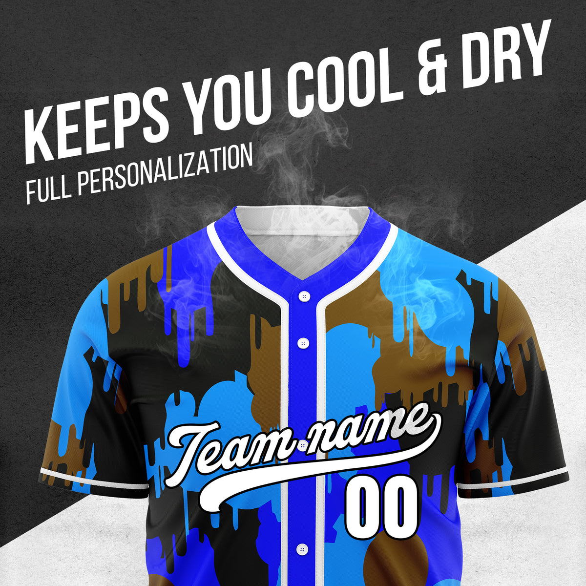 Custom Paint Hustlers Blue Baseball Sports Jersey Personalized Uniform with Name & Number