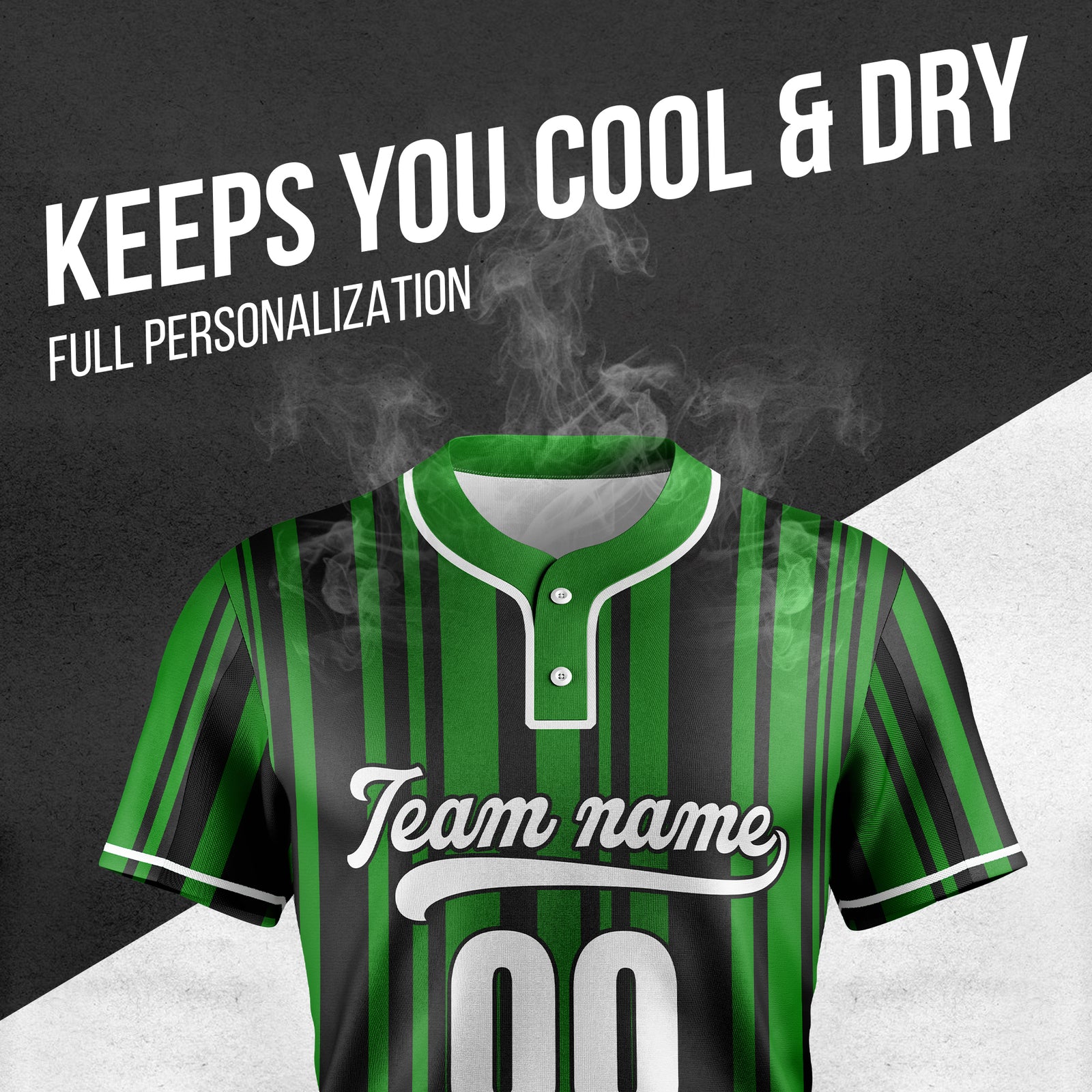 Custom Stripe Fusion Green Baseball Sports Jersey Personalized Uniform with Name & Number