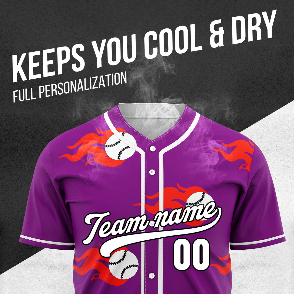 Custom Fireballers Purple Baseball Sports Jersey Personalized Uniform with Name & Number