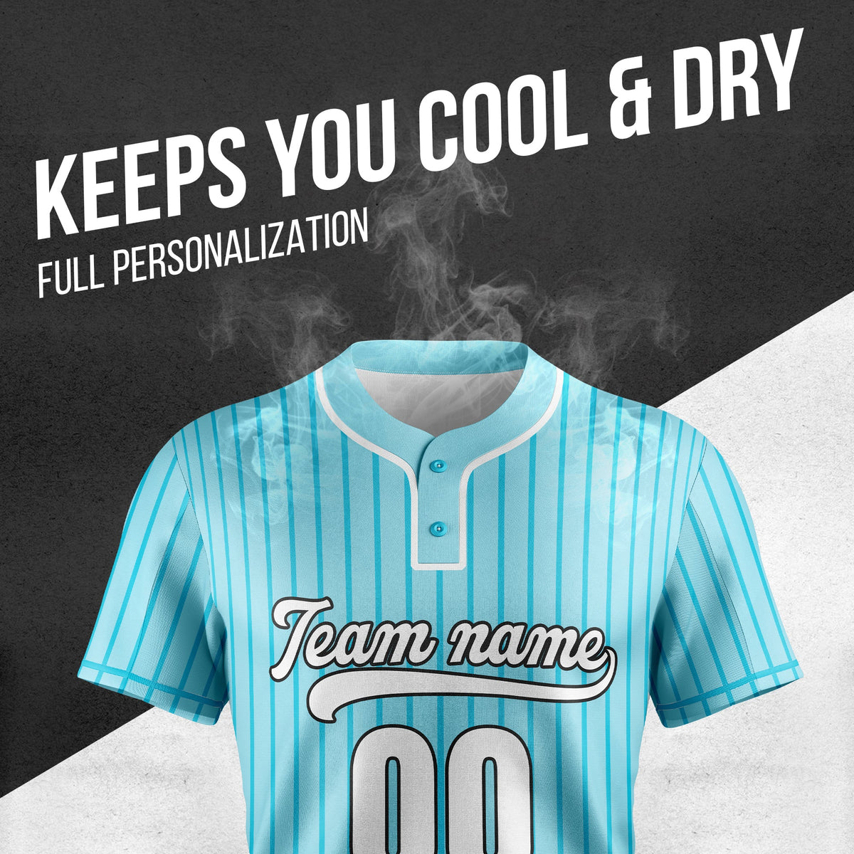 Custom Pinstripe Baseball Aqua Sports Jersey Personalized Uniform with Name & Number