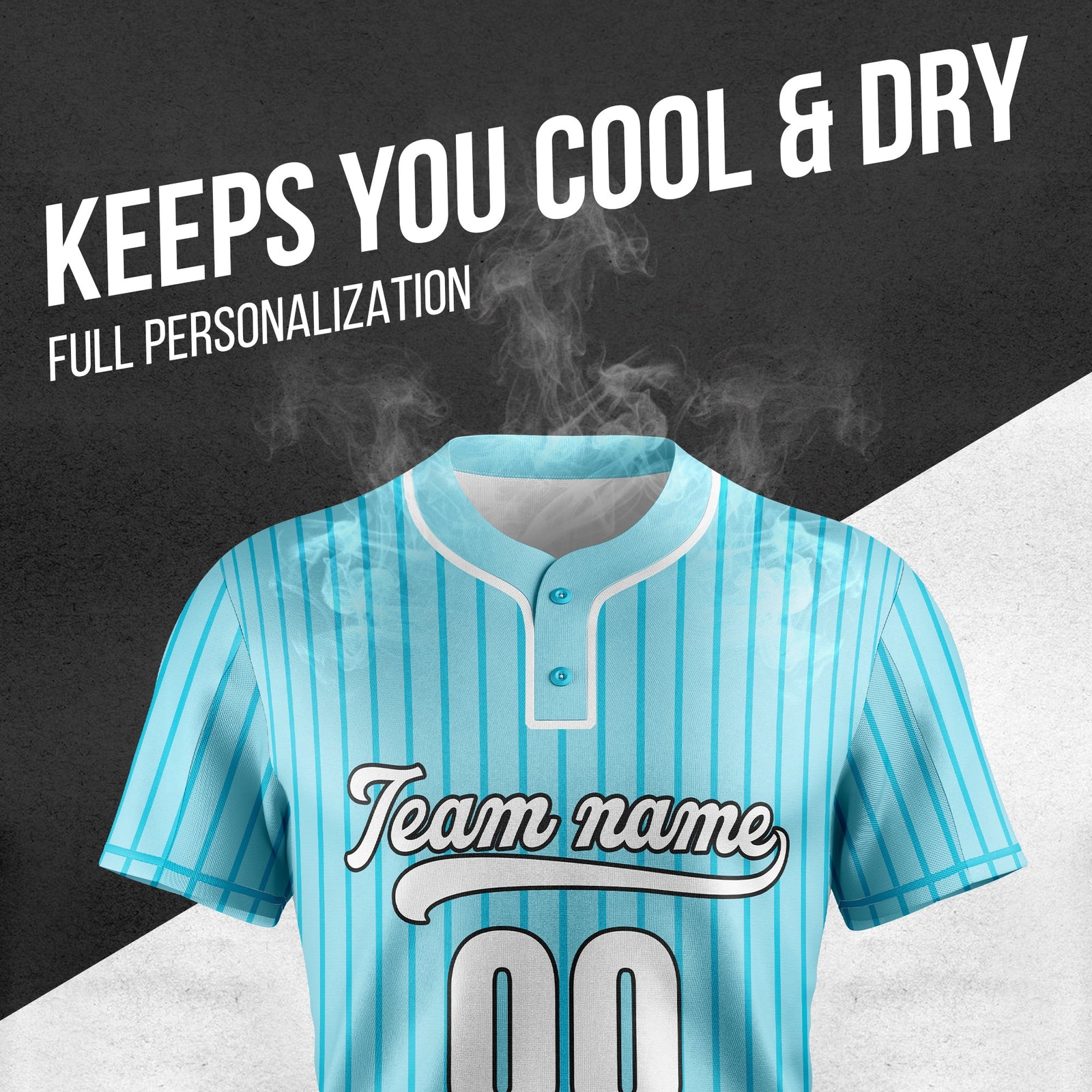 Custom Pinstripe Baseball Aqua Sports Jersey Personalized Uniform with Name & Number