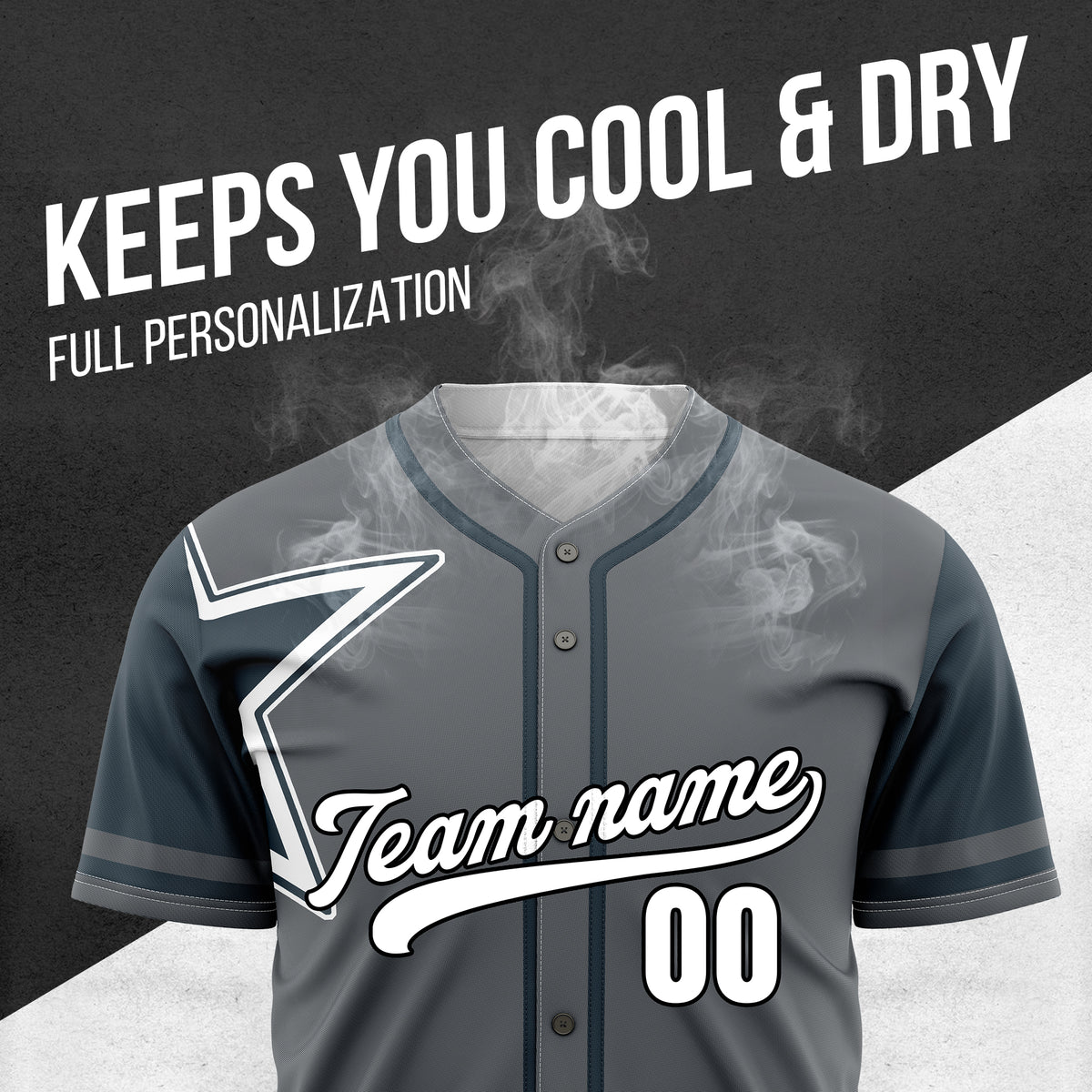Custom Star Classic Baseball Dark Grey Sports Jersey Personalized Uniform with Name & Number