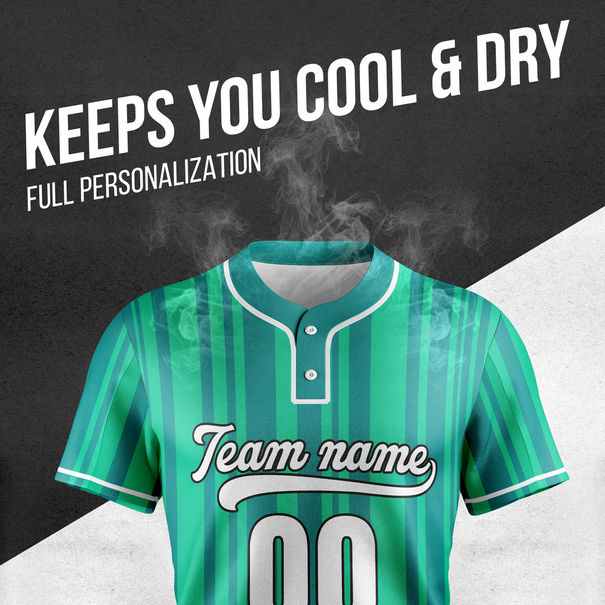 Custom Stripe Fusion Teal Baseball Sports Jersey Personalized Uniform with Name & Number
