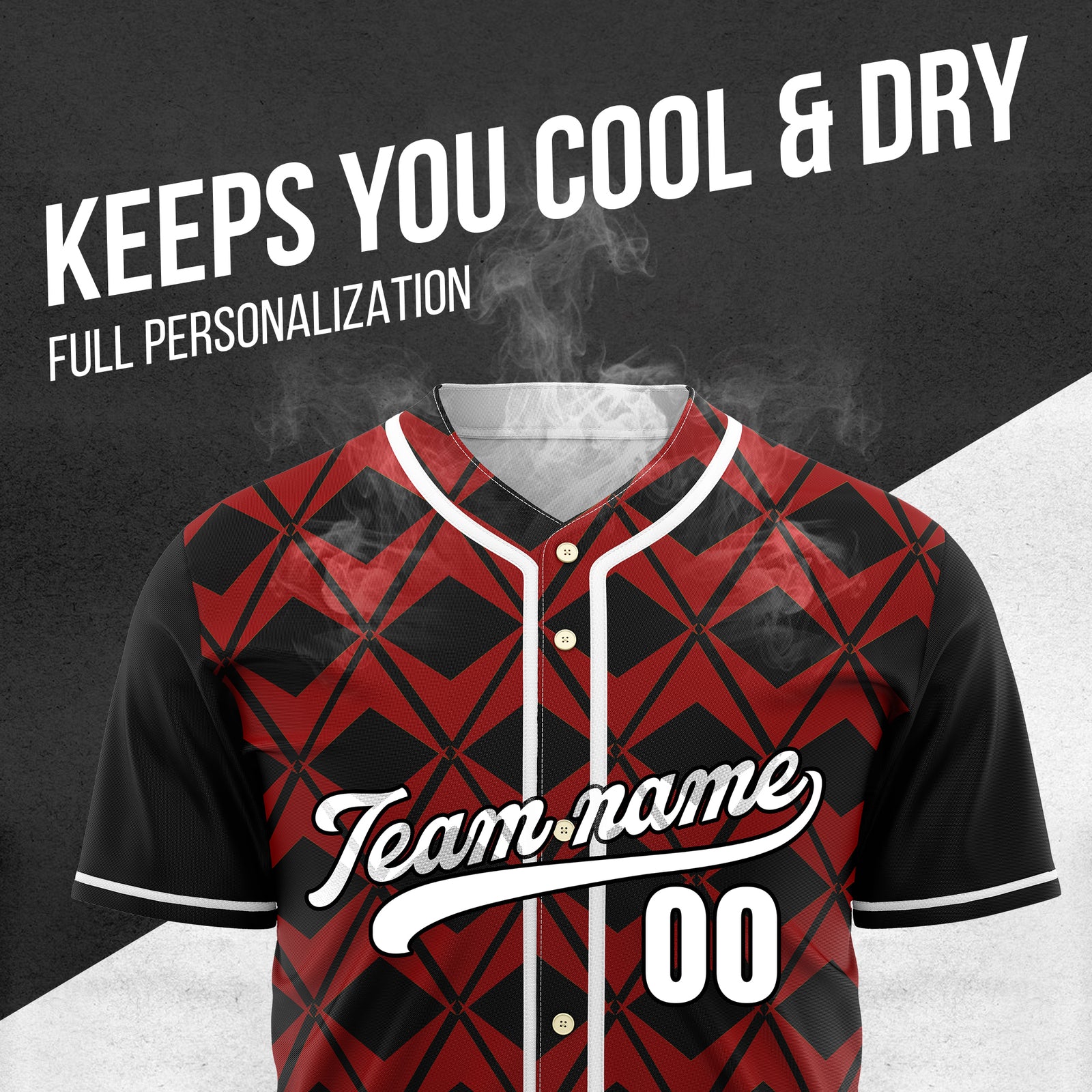 Custom Rhombus Blaze Black Baseball Sports Jersey Personalized Uniform with Name & Number