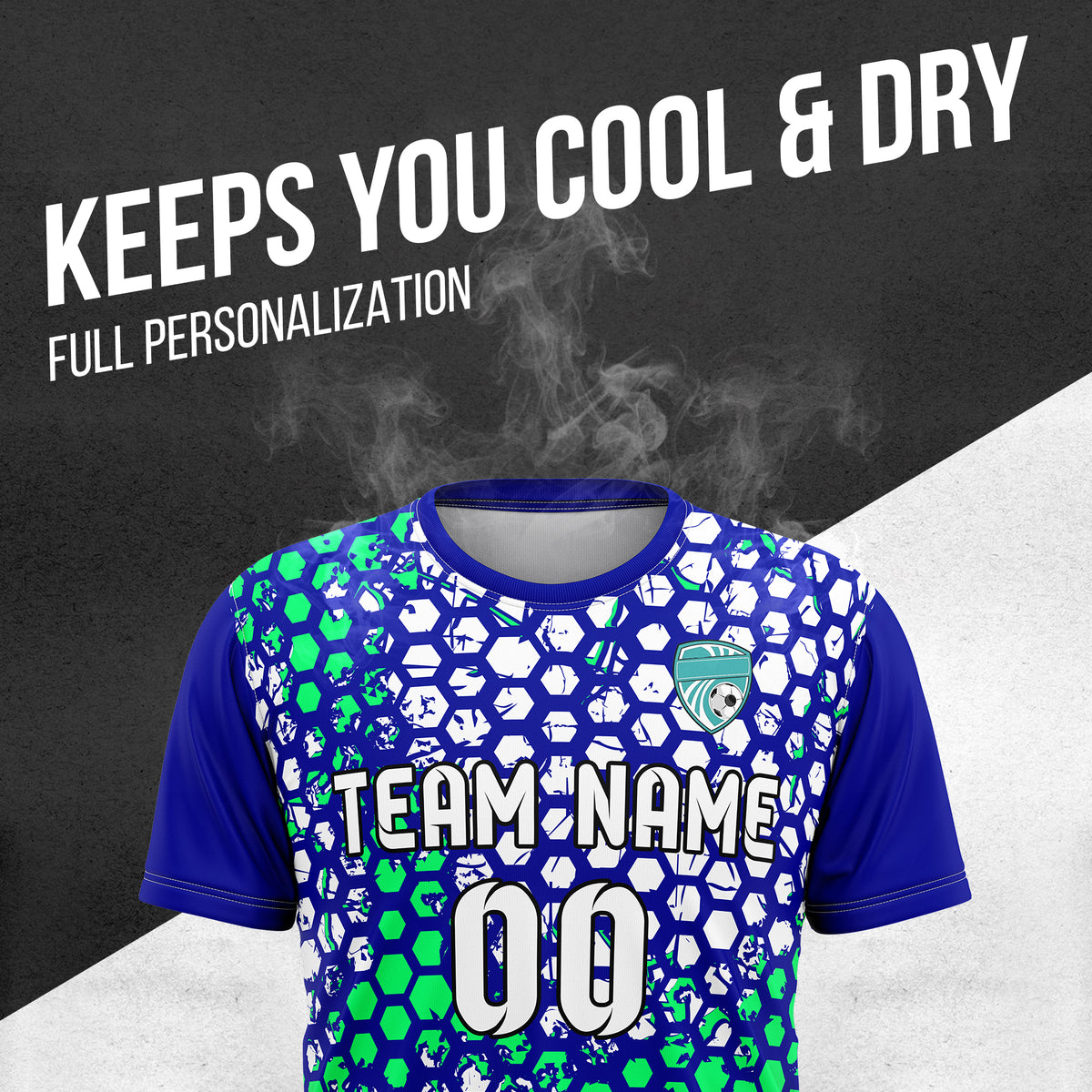 Custom Hex R-Full Pattern Soccer Navy Sport Tops Jersey