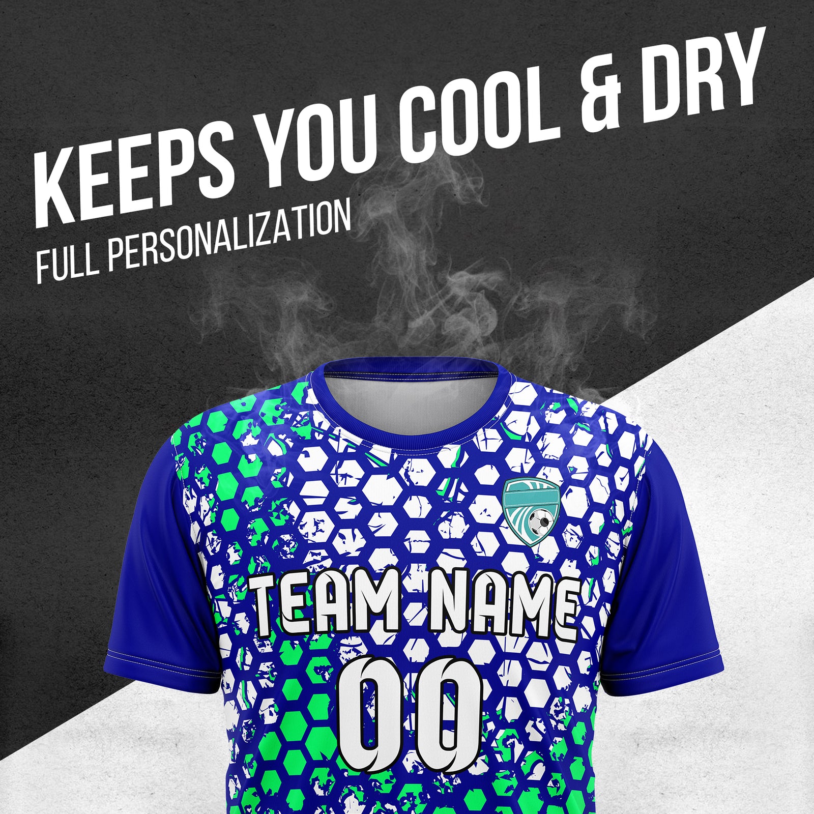 Custom Hex R-Full Pattern Soccer Navy Sport Tops Jersey