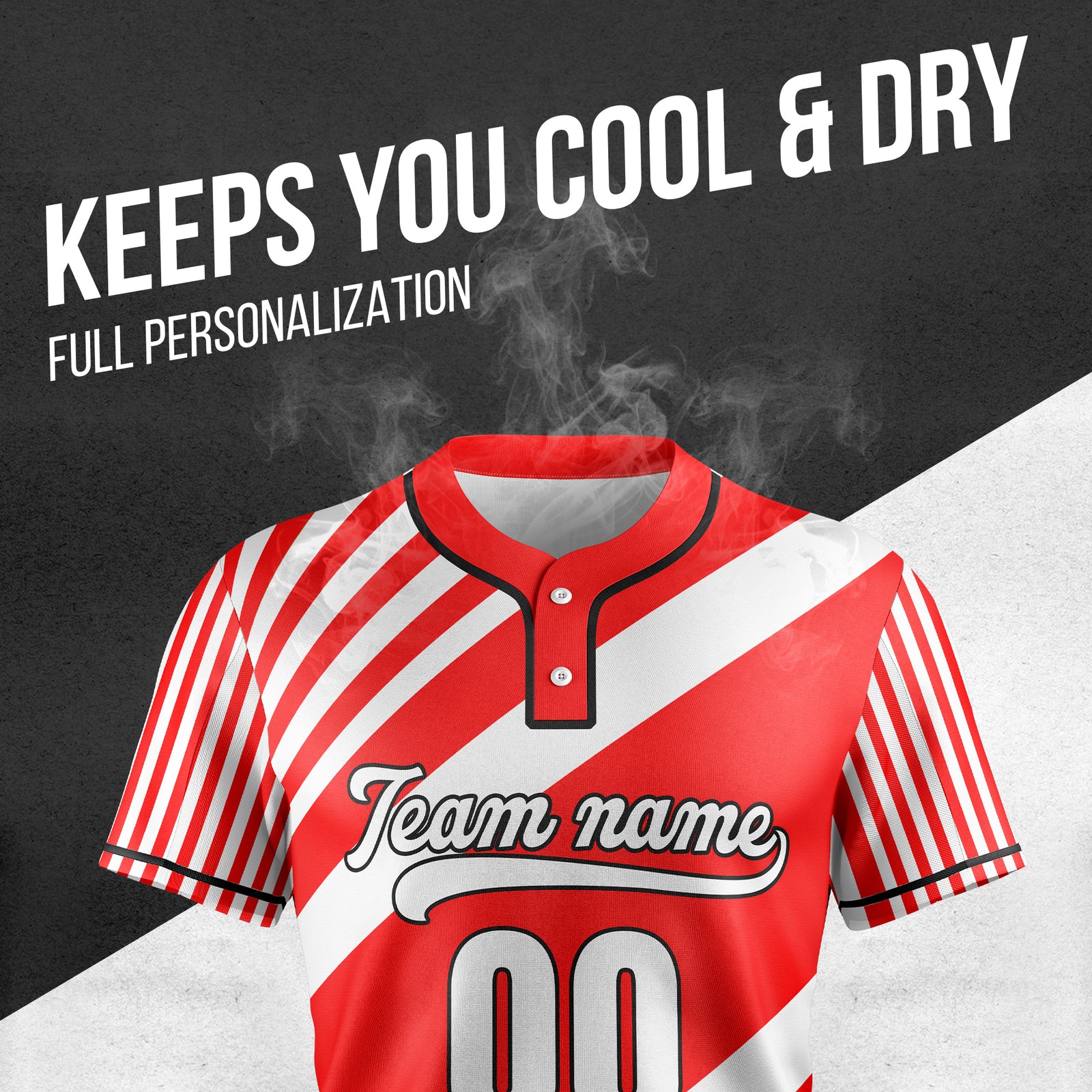 Custom Vibe Split Red Baseball Sports Jersey Personalized Uniform with Name & Number