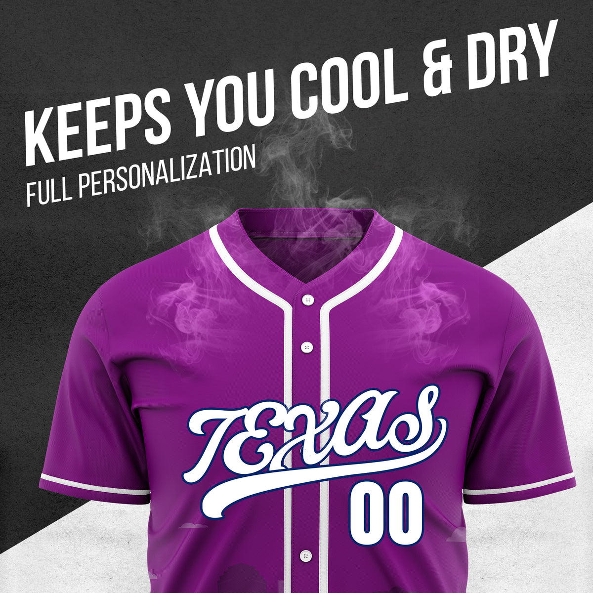 Custom City Lights Purple Baseball Sports Jersey Personalized Uniform with Name & Number