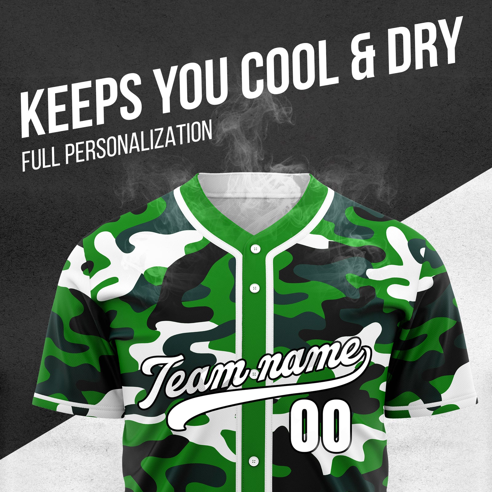 Custom Shadow Command Green Baseball Sports Jersey Personalized Uniform with Name & Number