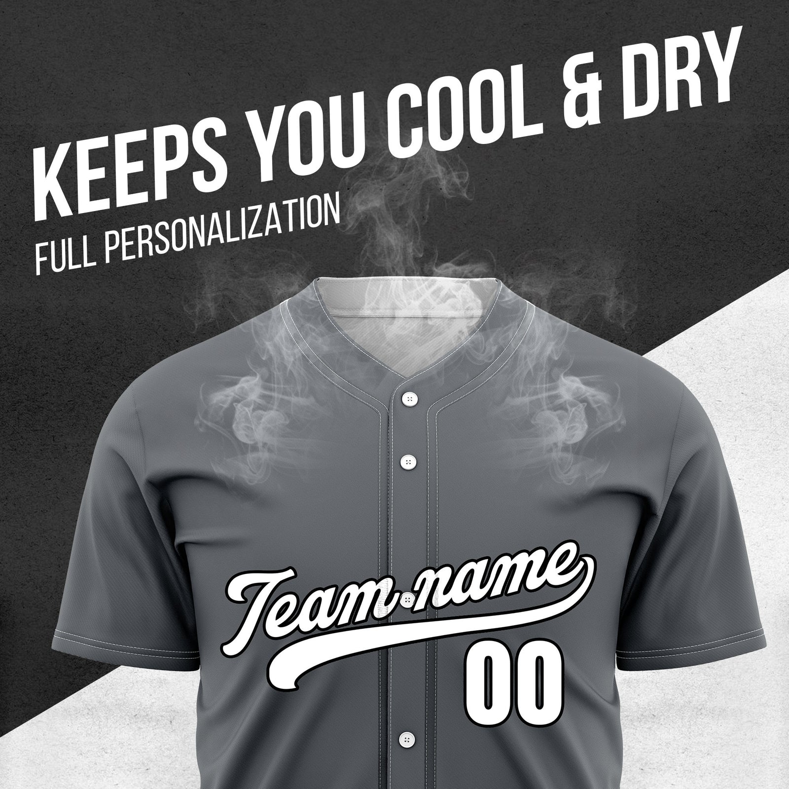 Custom Wave Dark Grey Baseball Sports Jersey Personalized Uniform with Name & Number