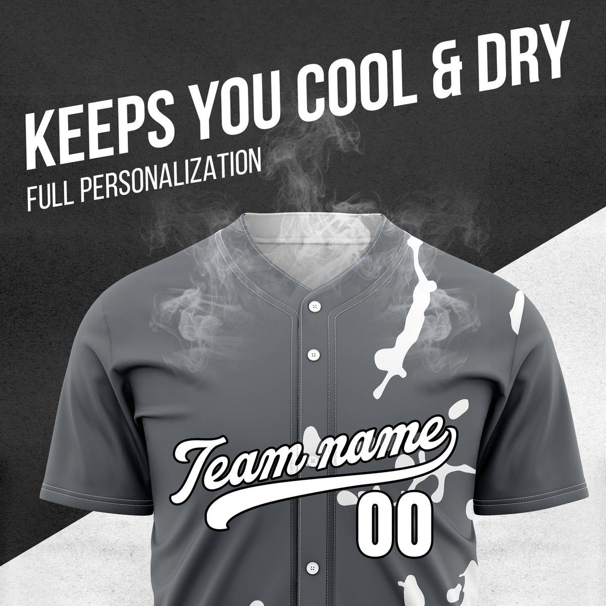 Custom Ink Paint Pop Dark Grey Sports Jersey Personalized Uniform with Name & Number