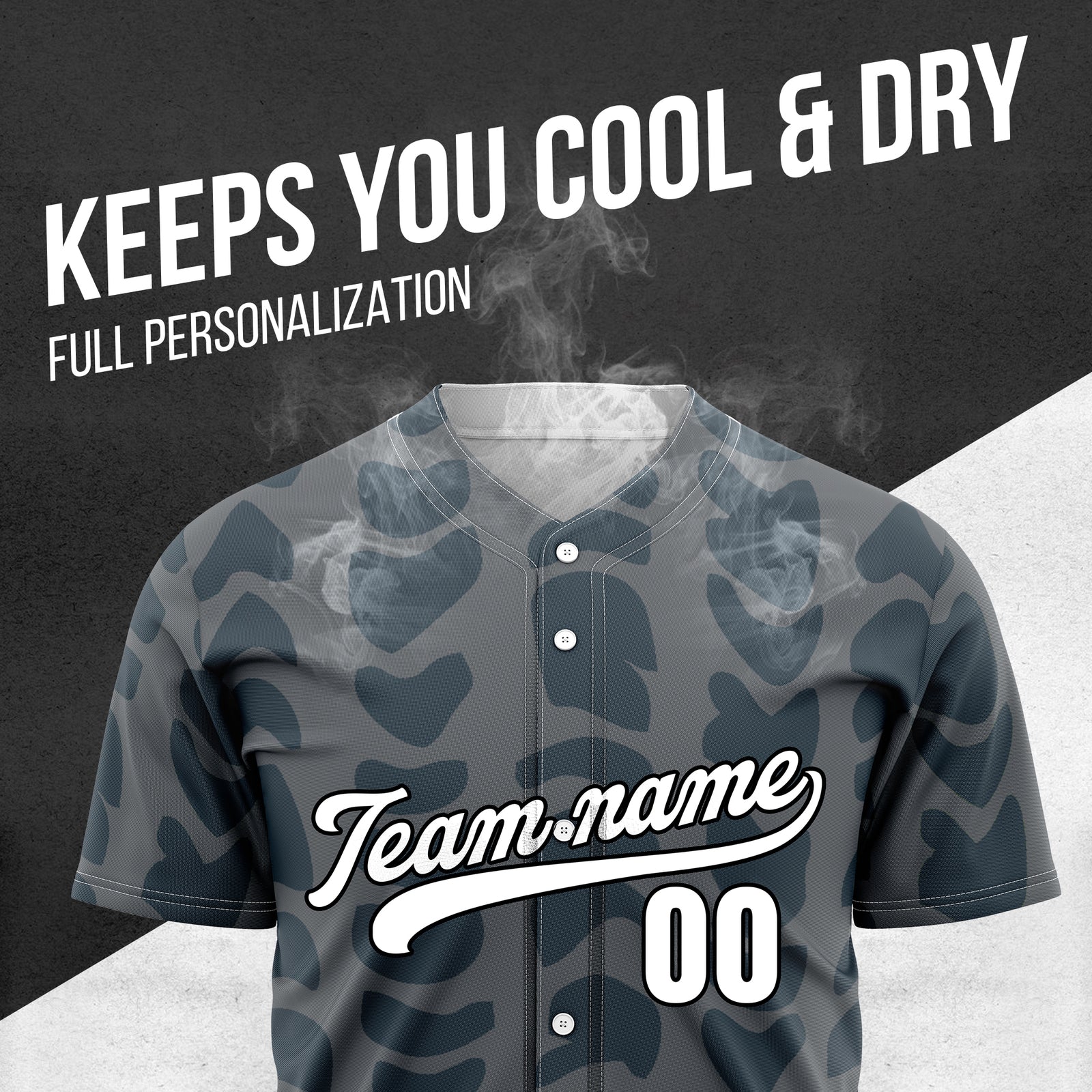 Custom Hawaii Waves Dark Grey Baseball Sports Jersey Personalized Uniform with Name & Number