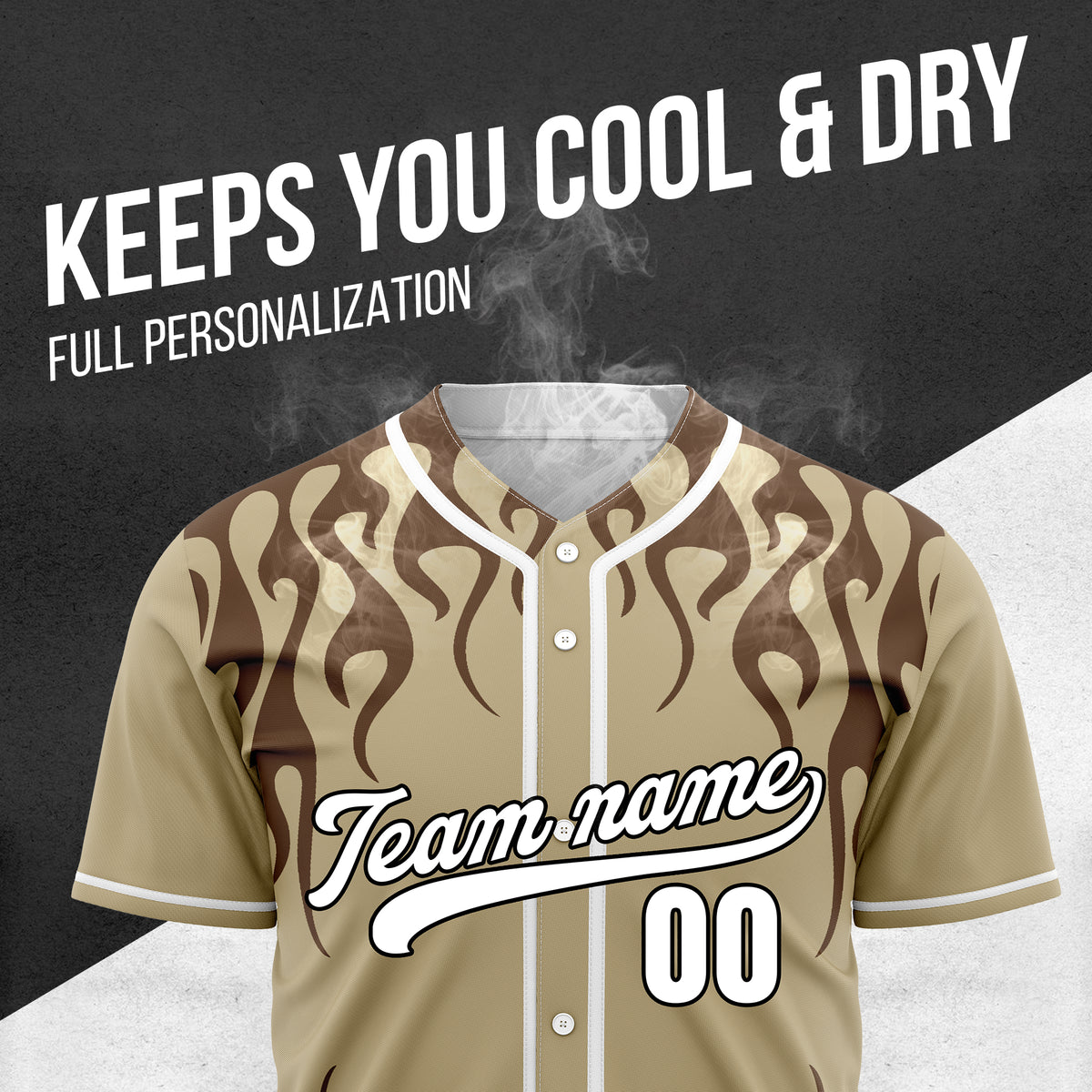 Custom Frostburn Khaki Baseball Sports Jersey Personalized Uniform with Name & Number