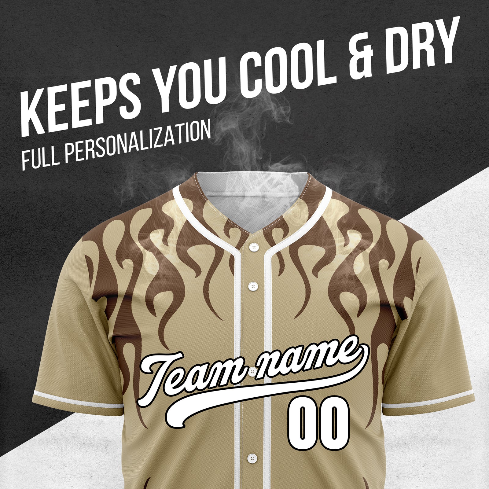 Custom Frostburn Khaki Baseball Sports Jersey Personalized Uniform with Name & Number
