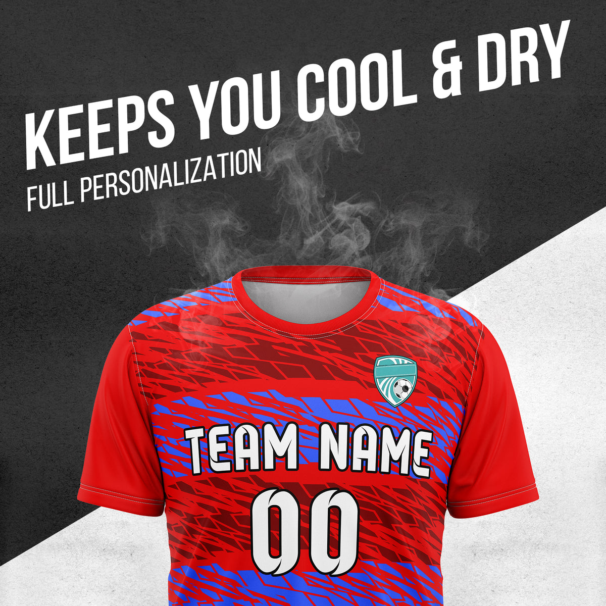 Custom Flare Strike R-Full Pattern Soccer Red Sport Tops Jersey