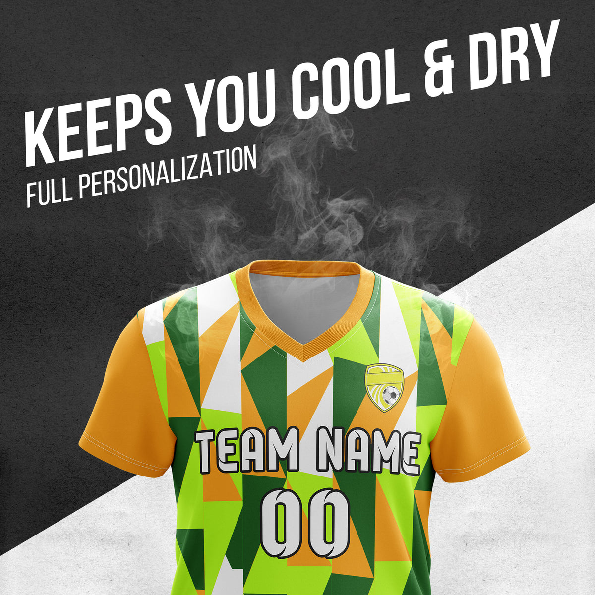 Custom Crystal V-Full Pattern Orange Soccer sport Tops Jersey