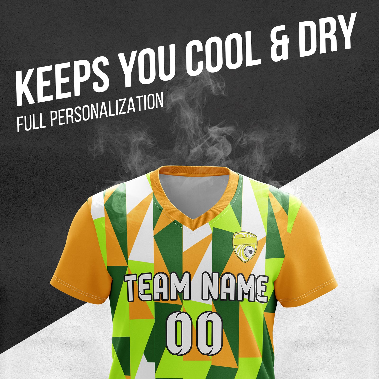 Custom Crystal V-Full Pattern Orange Soccer sport Tops Jersey